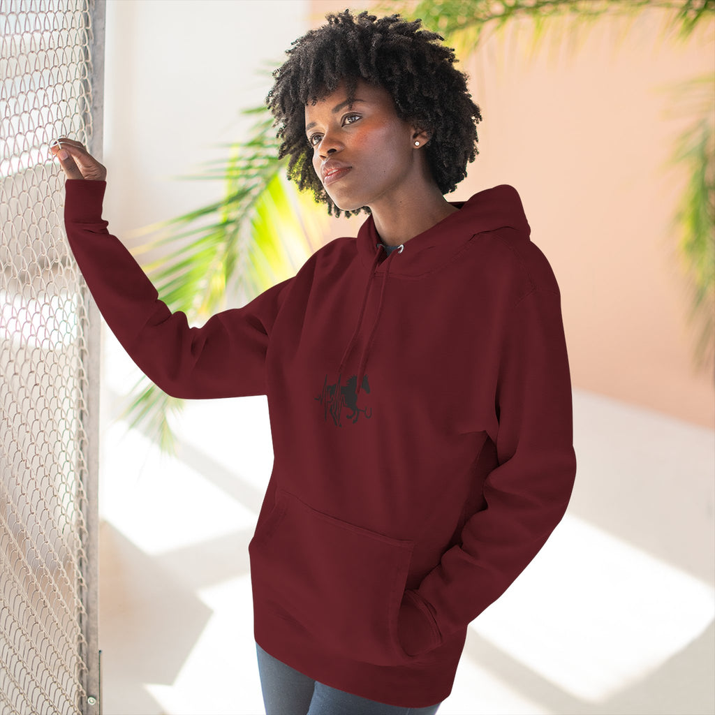 Horse Heartbeat Hoodie — Minimal Equestrian Fleece Pullover