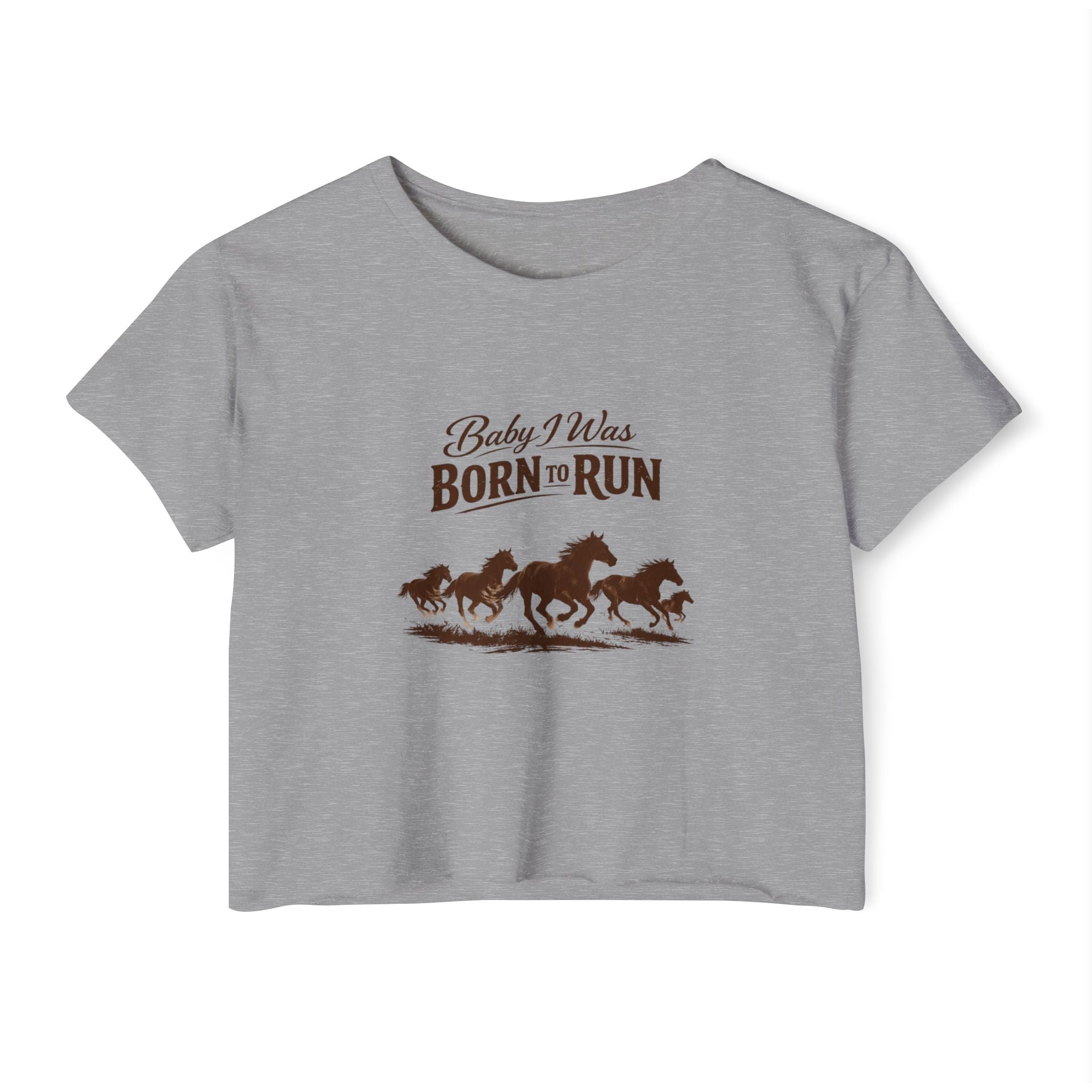 Born to Run Crop Top - Wild Horses Graphic Women's Festival Tee