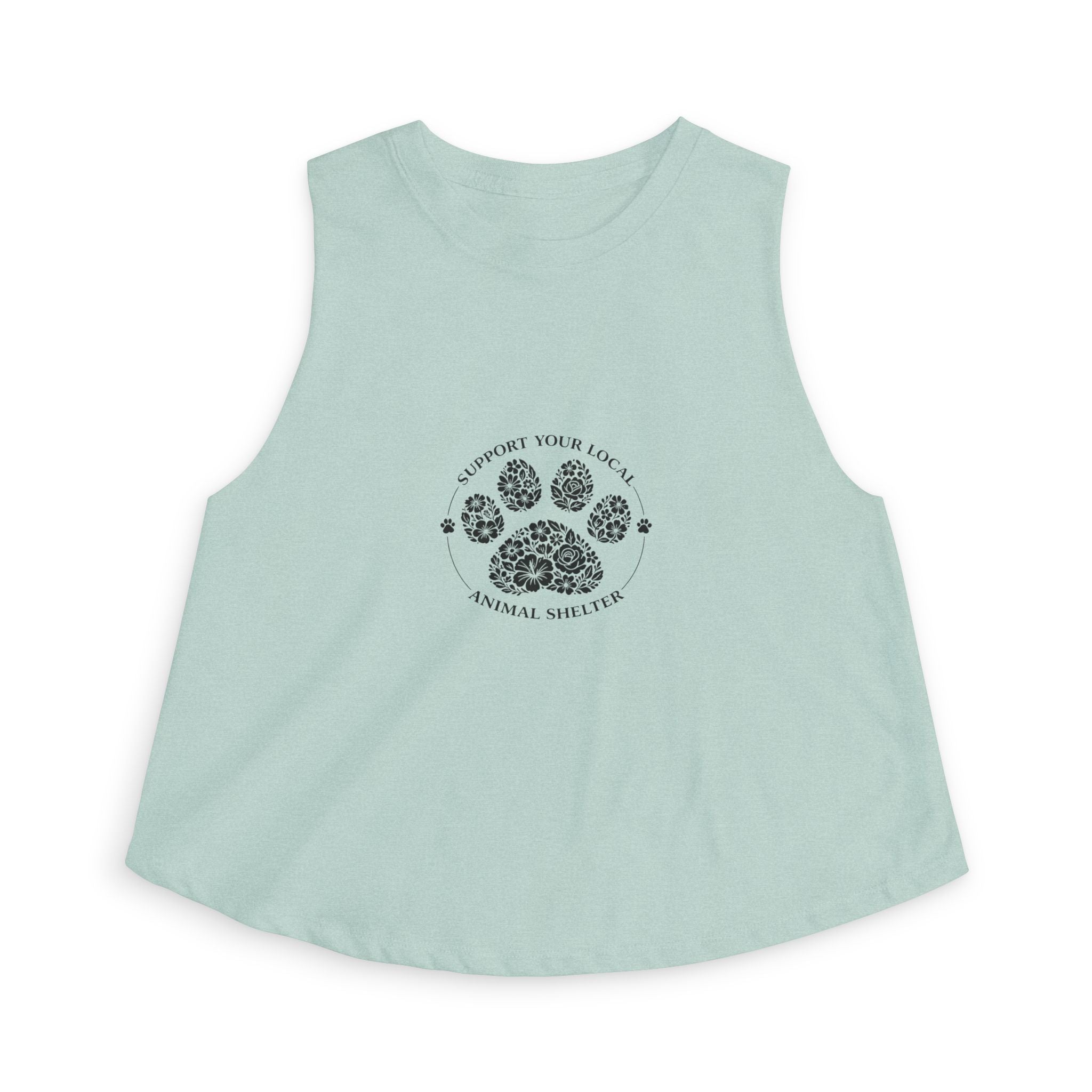 Animal Shelter Paw Print Crop Top — "Support Your Local Animal Shelter" Women's Tank