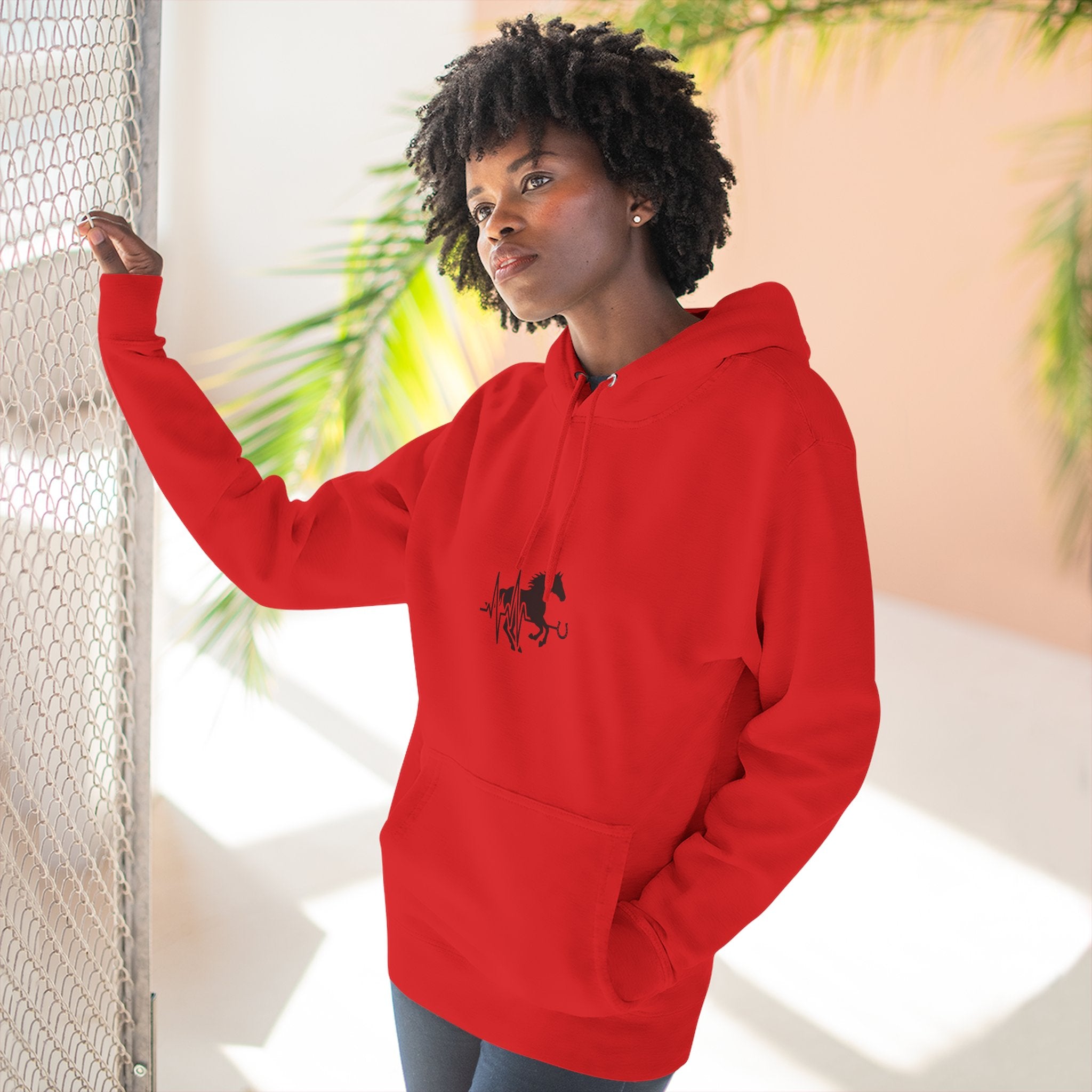 Horse Heartbeat Hoodie — Minimal Equestrian Fleece Pullover