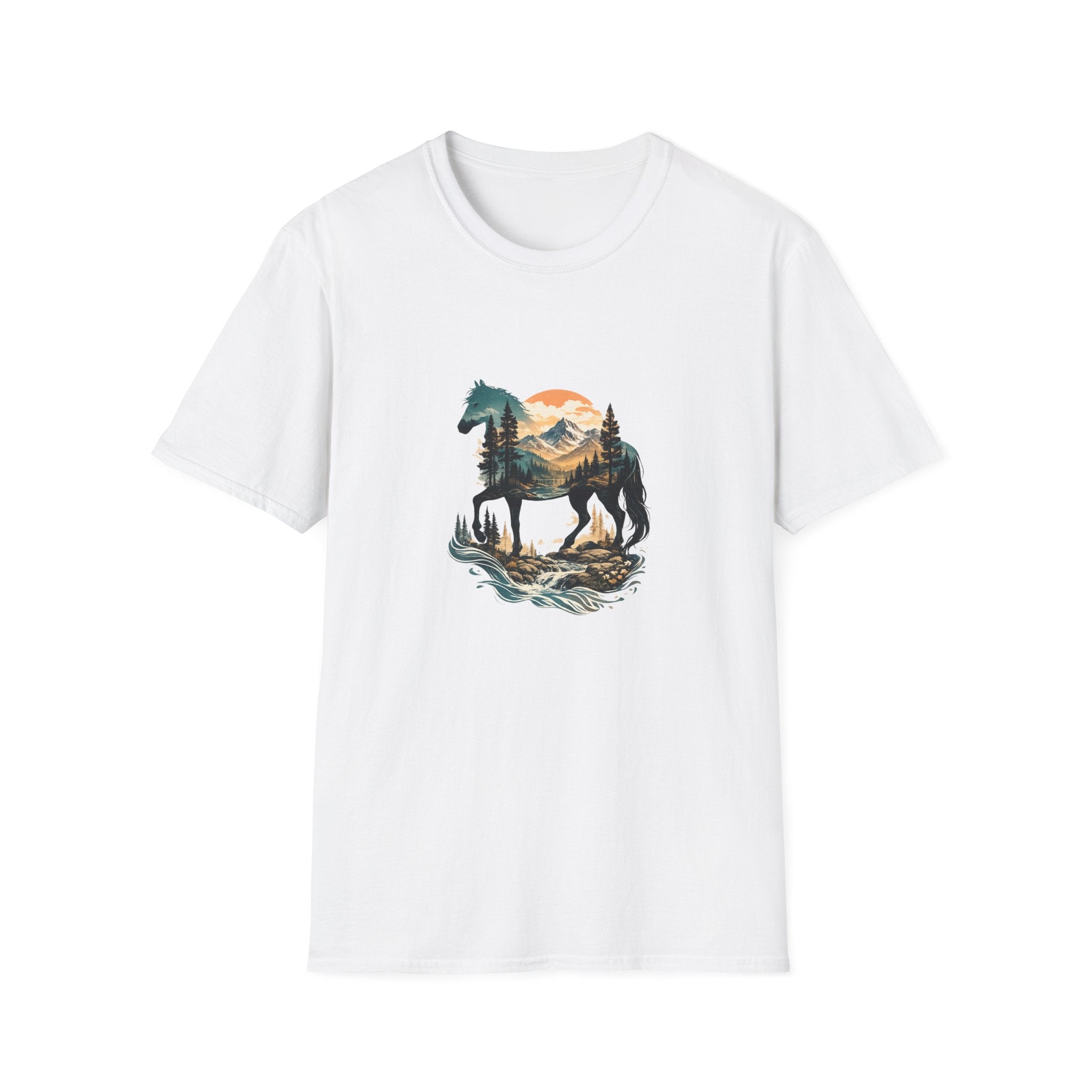 Sunset Mountain Horse T-Shirt — Horse in the Mountains at Sunset Comfy Tee