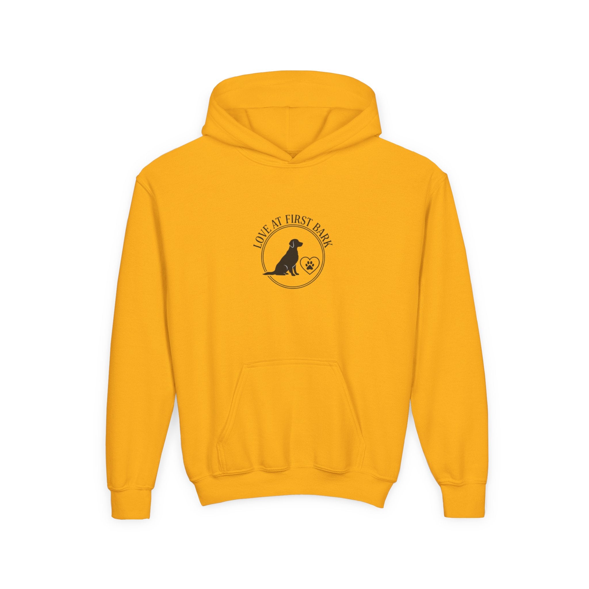 Youth Hoodie — "Love at First Bark" Puppy Graphic