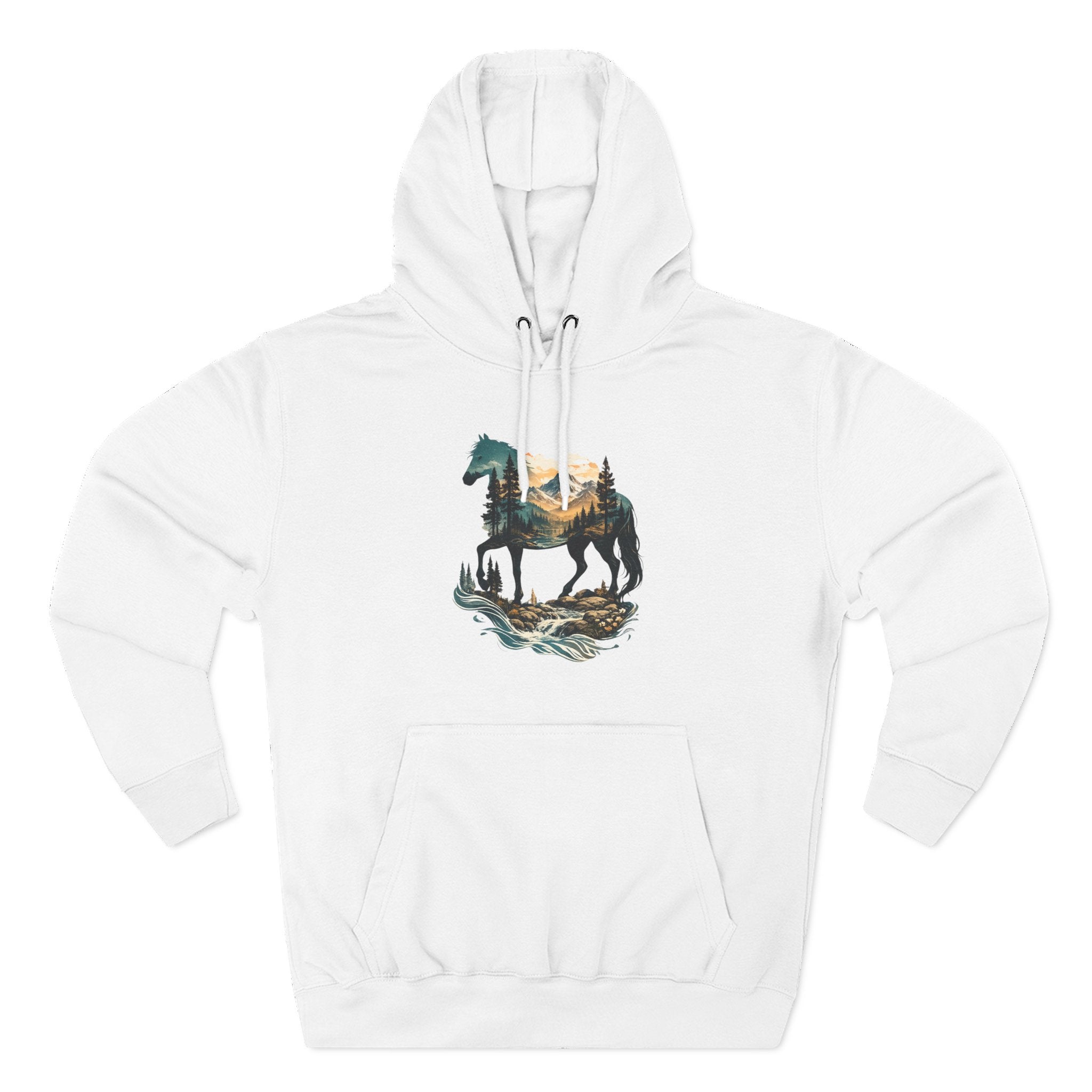 Horse Sunset Mountain Hoodie — Three-Panel Fleece