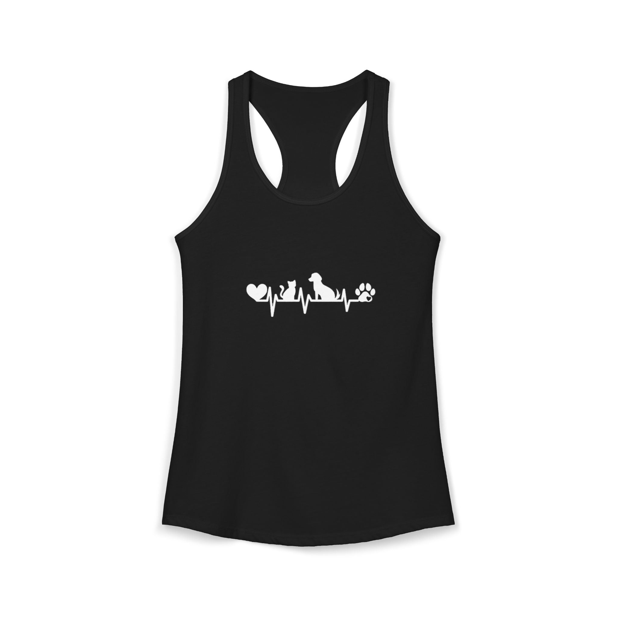 Dog-Cat Heartbeat Racerback Tank