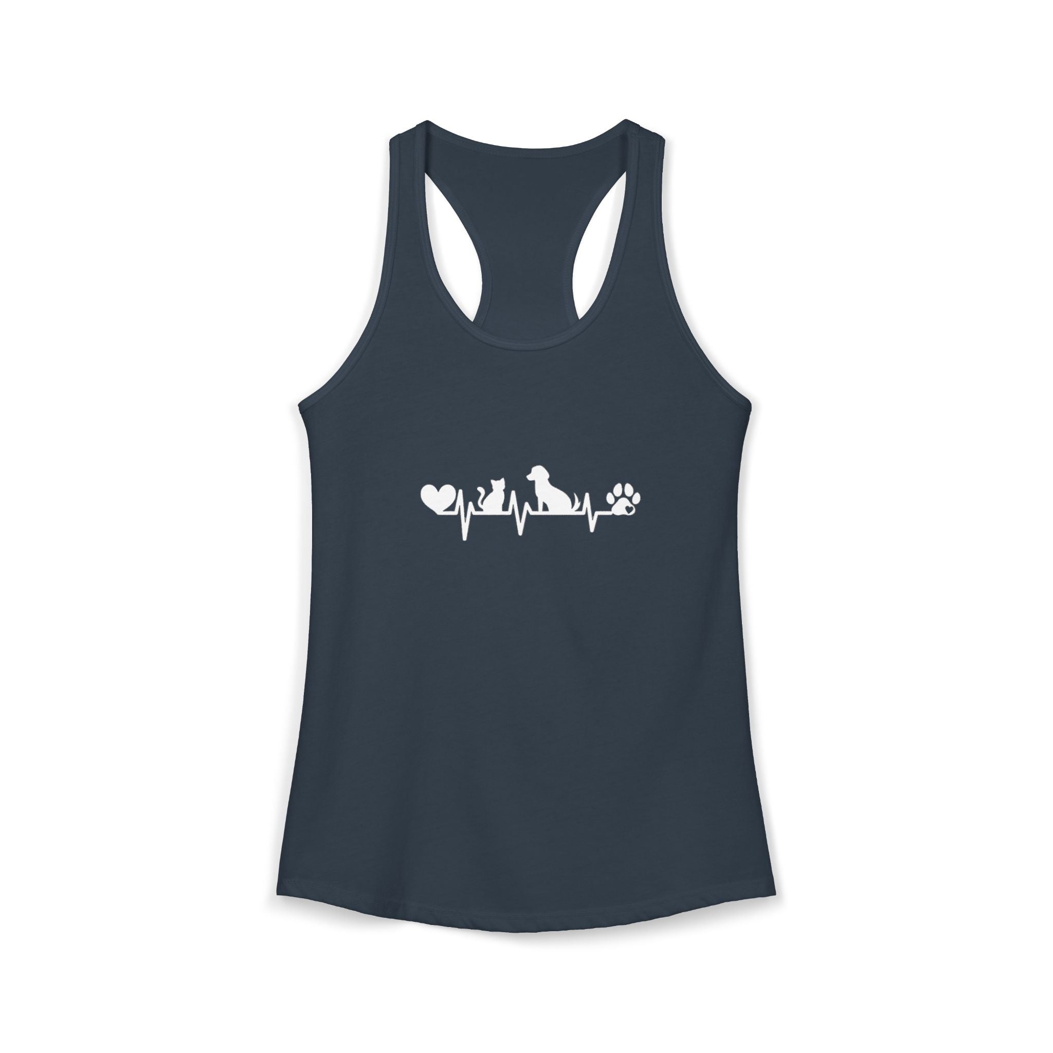 Dog-Cat Heartbeat Racerback Tank