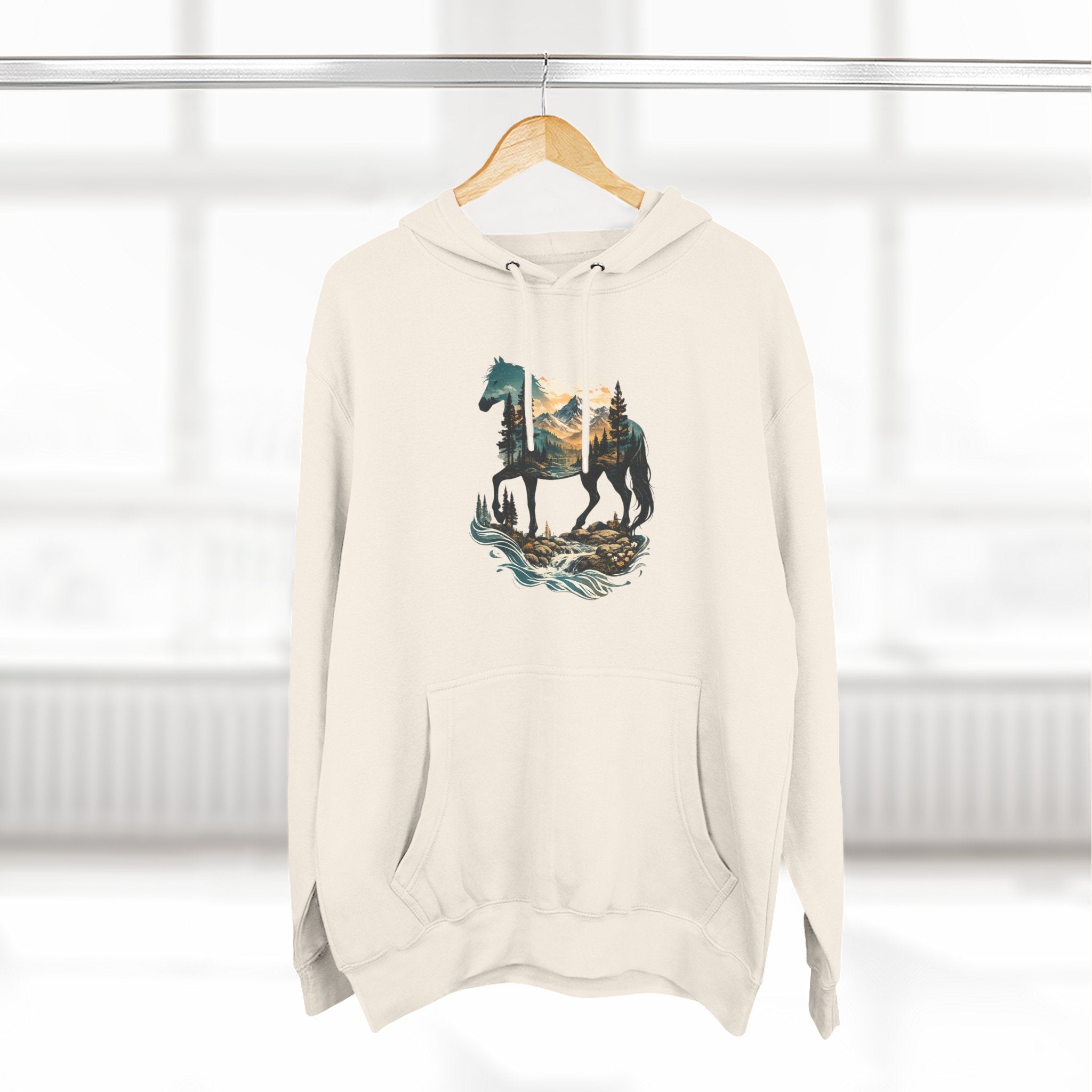 Horse Sunset Mountain Hoodie — Three-Panel Fleece