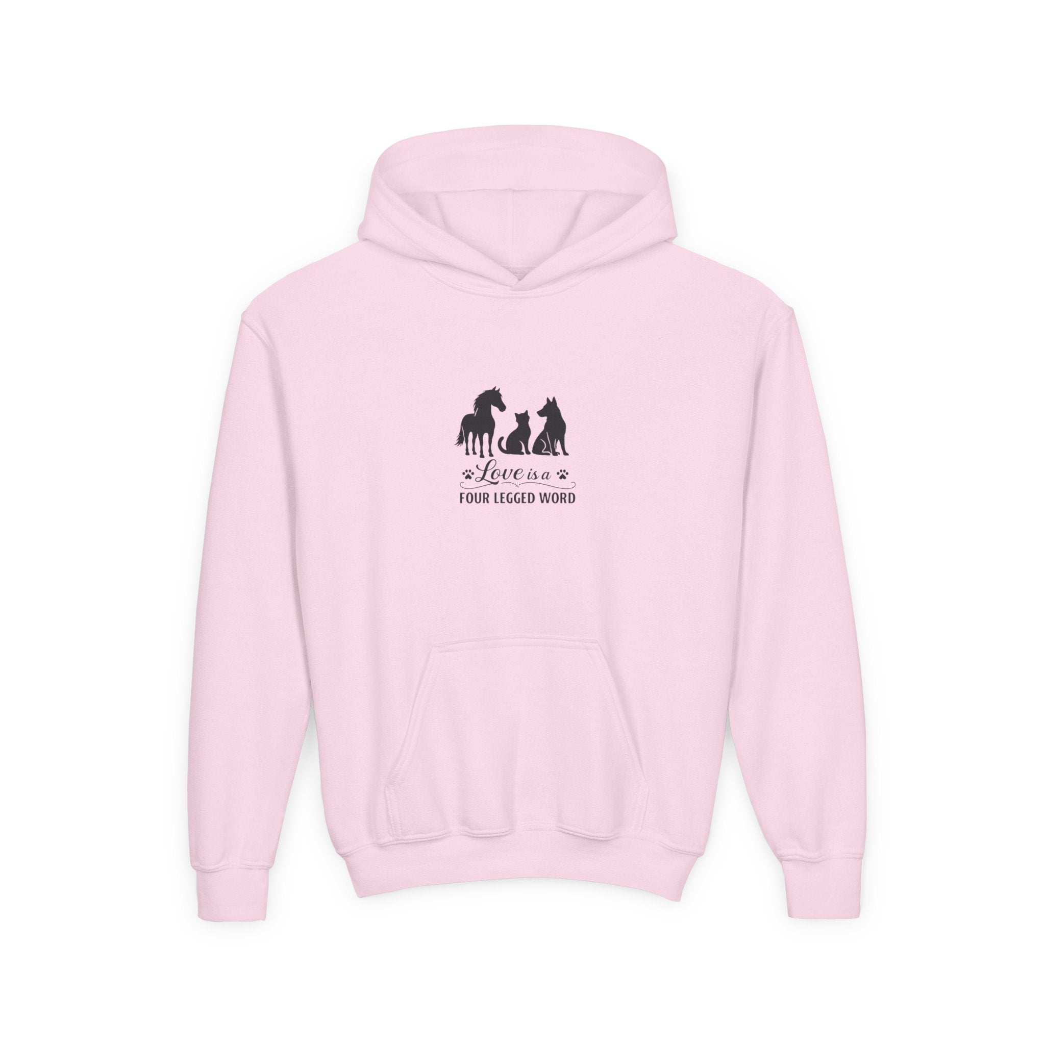 Kids Hoodie — "Love is a Four Legged Word" Animal Support