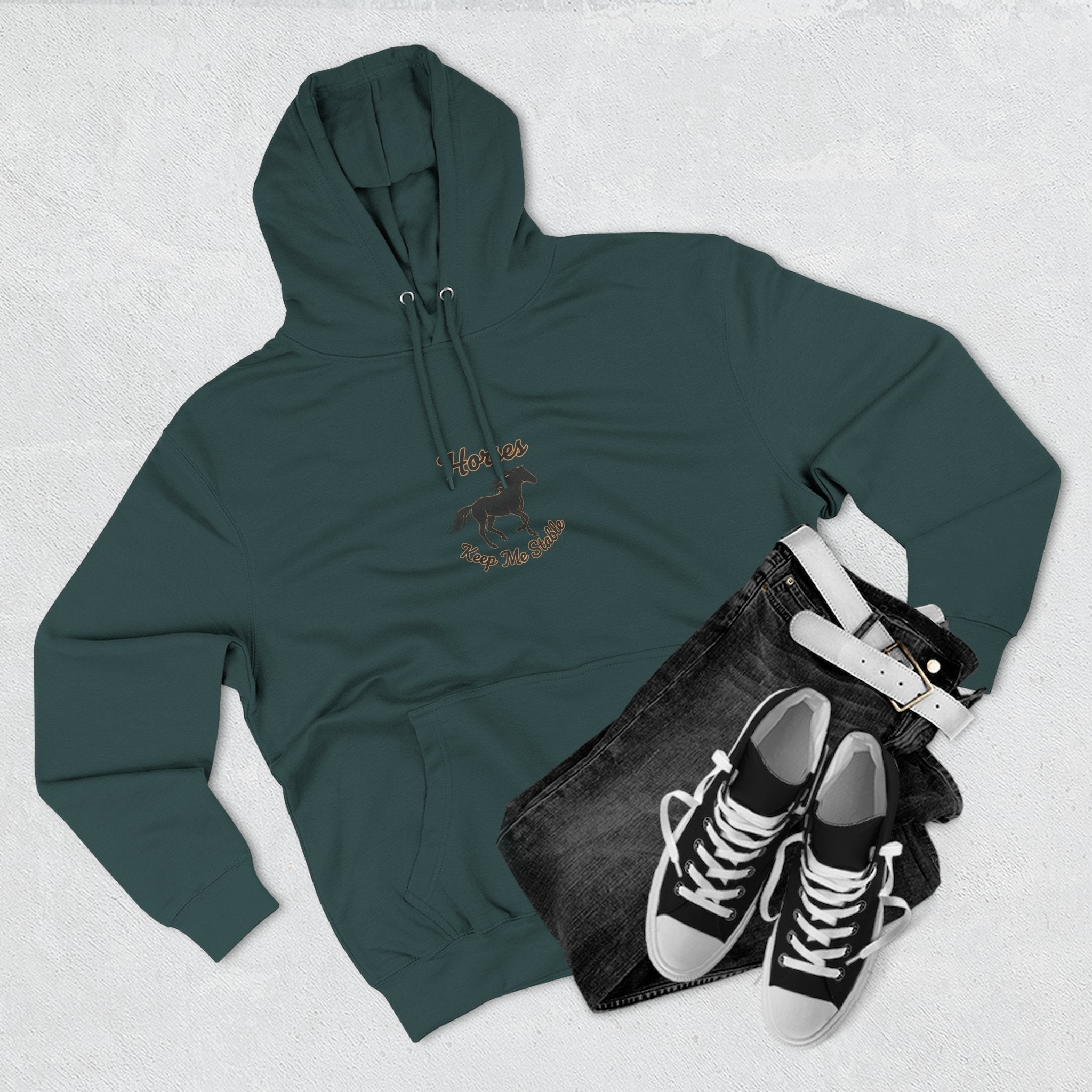 Horse Rescue Hoodie - "Horses Keep Me Stable" Fleece Pullover