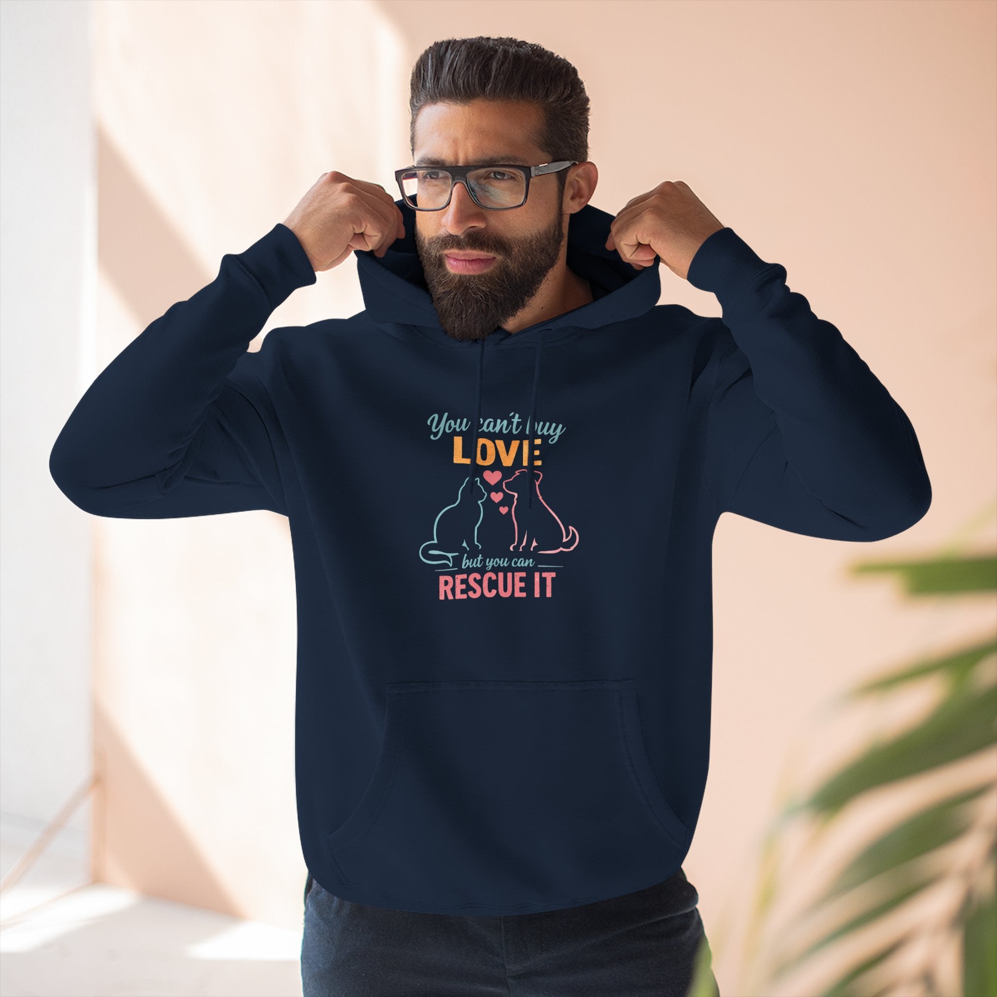 Rescue Love Fleece Hoodie — "You Can't Buy Love But You Can Rescue It"