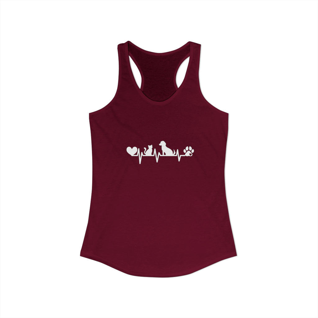 Dog-Cat Heartbeat Racerback Tank