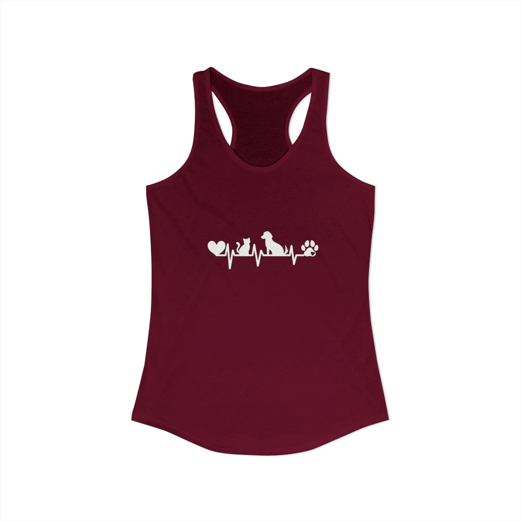 Dog-Cat Heartbeat Racerback Tank