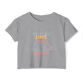Rescue Love Crop Top — “You can't buy love but you can rescue it” Rescue Pet Festival Tee