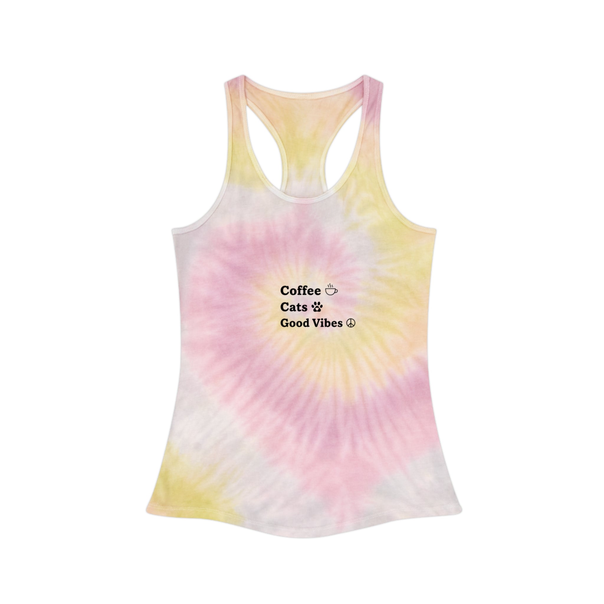 "Coffee  Cats  Good Vibes " Racerback tank