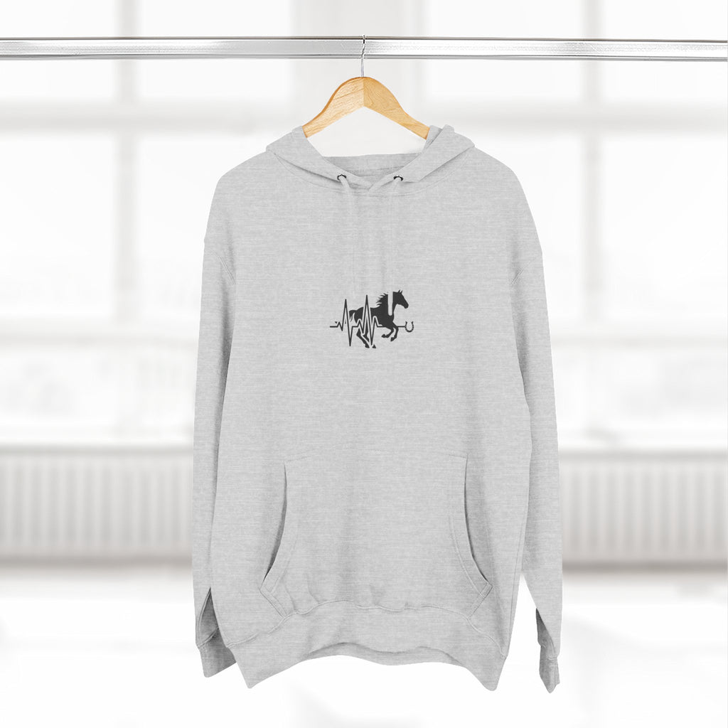 Horse Heartbeat Hoodie — Minimal Equestrian Fleece Pullover