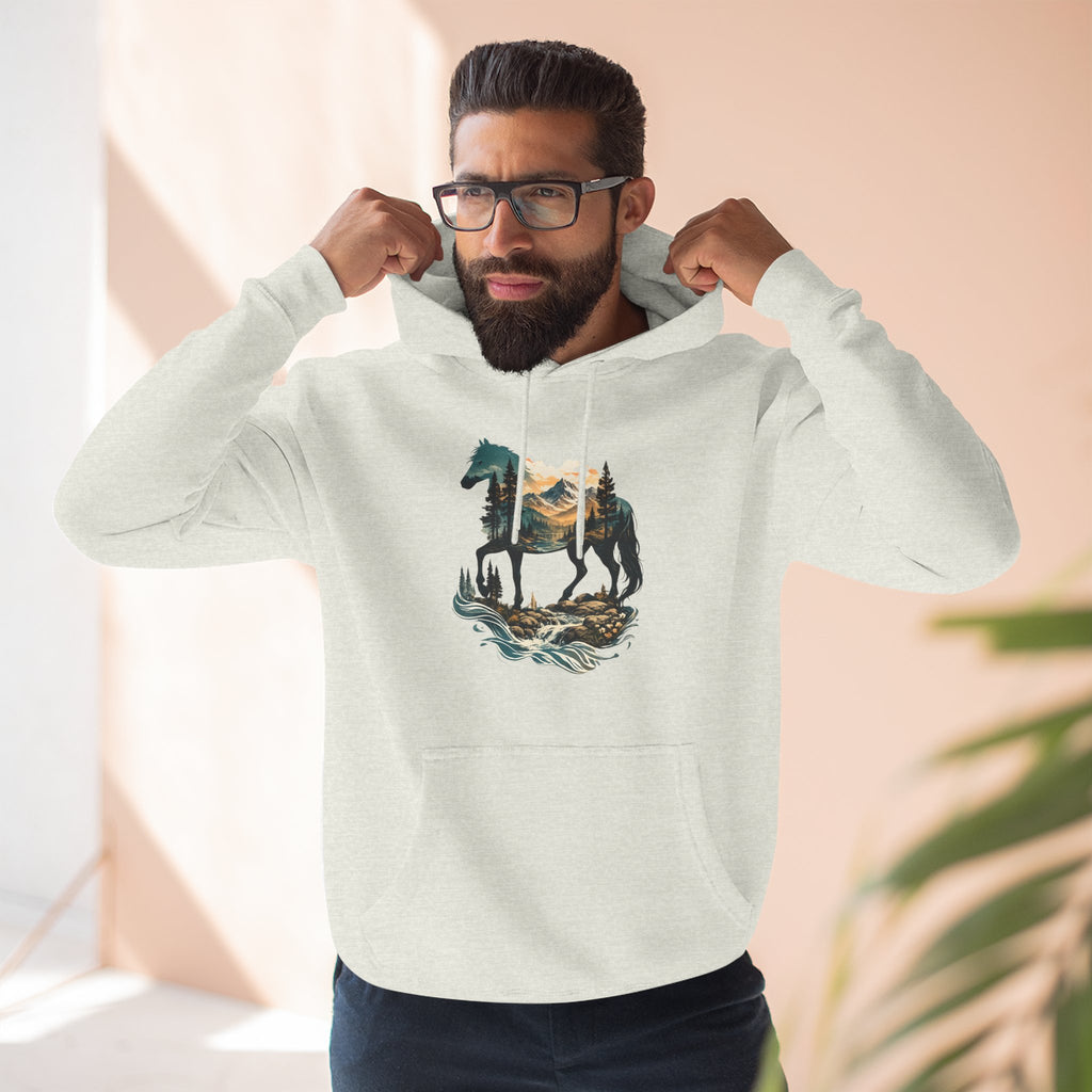 Horse Sunset Mountain Hoodie — Three-Panel Fleece