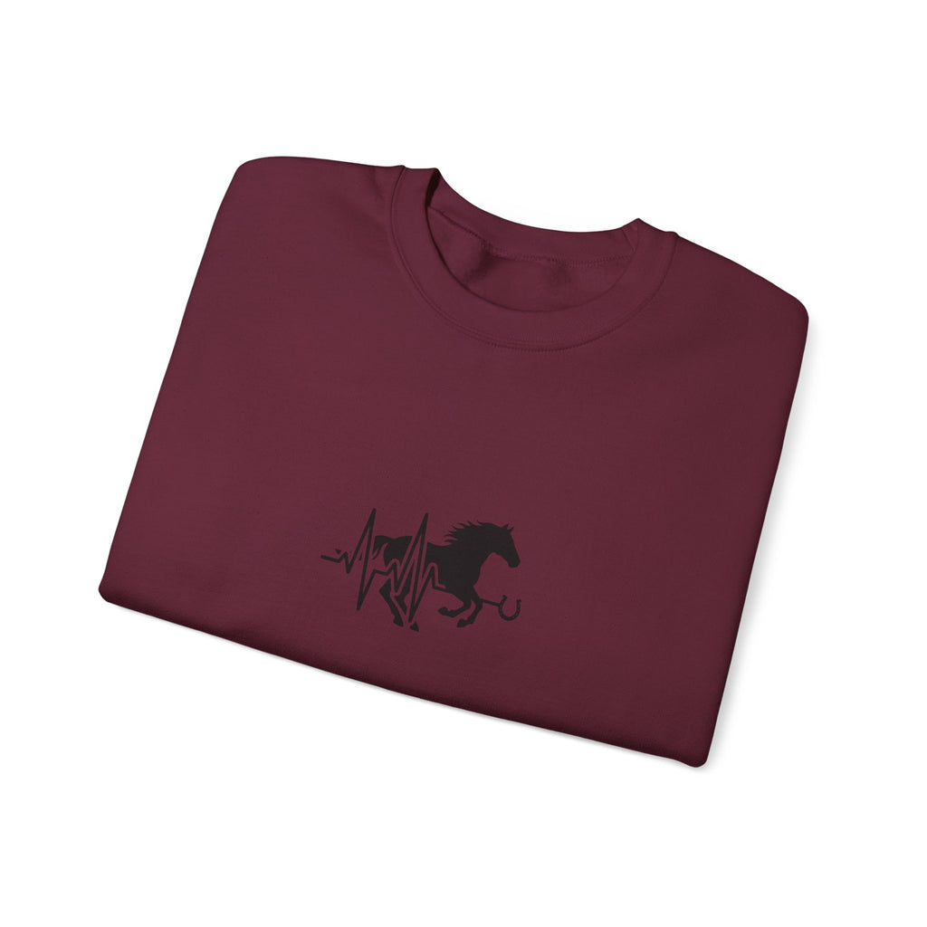 Horse Heartbeat Crewneck Sweatshirt — Equestrian Horse Love Graphic