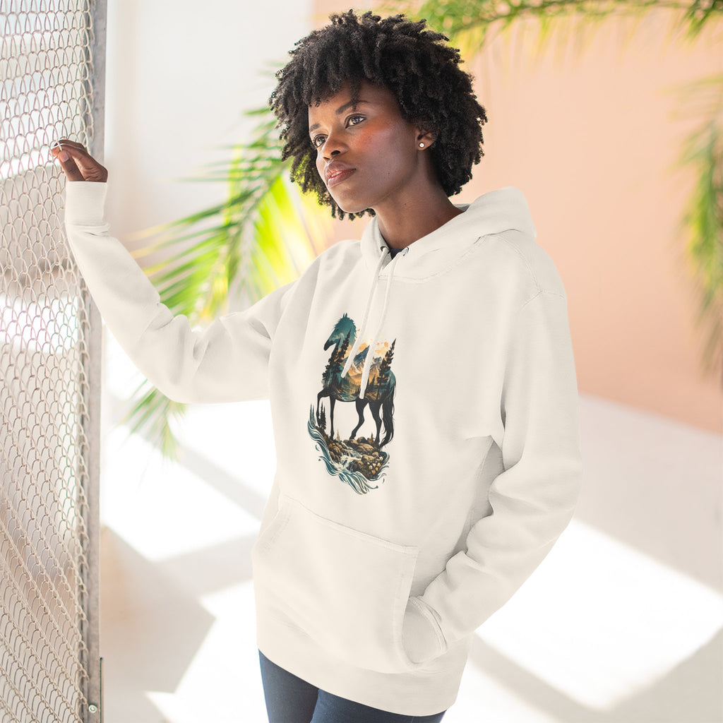 Horse Sunset Mountain Hoodie — Three-Panel Fleece