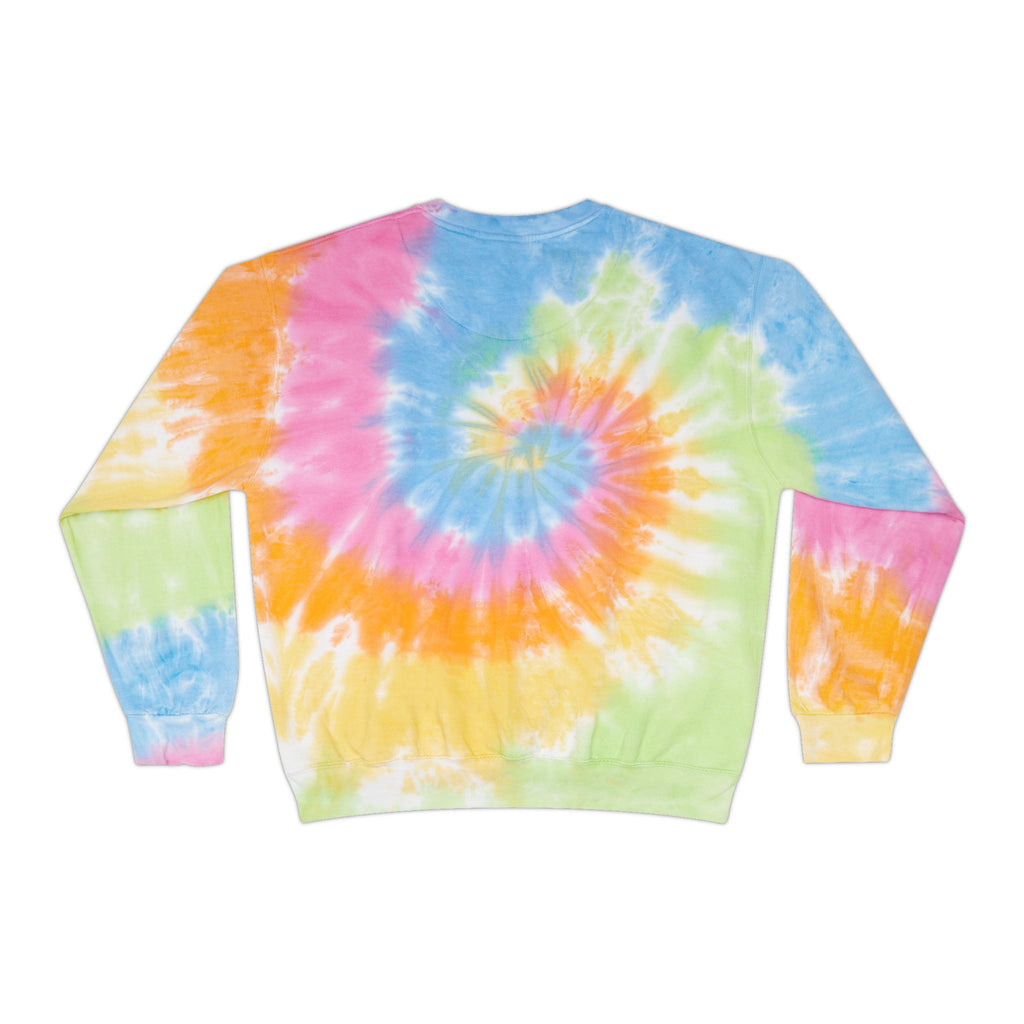 Tie-Dye Sweatshirt — "Coffee Dogs Good Vibes" Light Blue Cozy Pullover