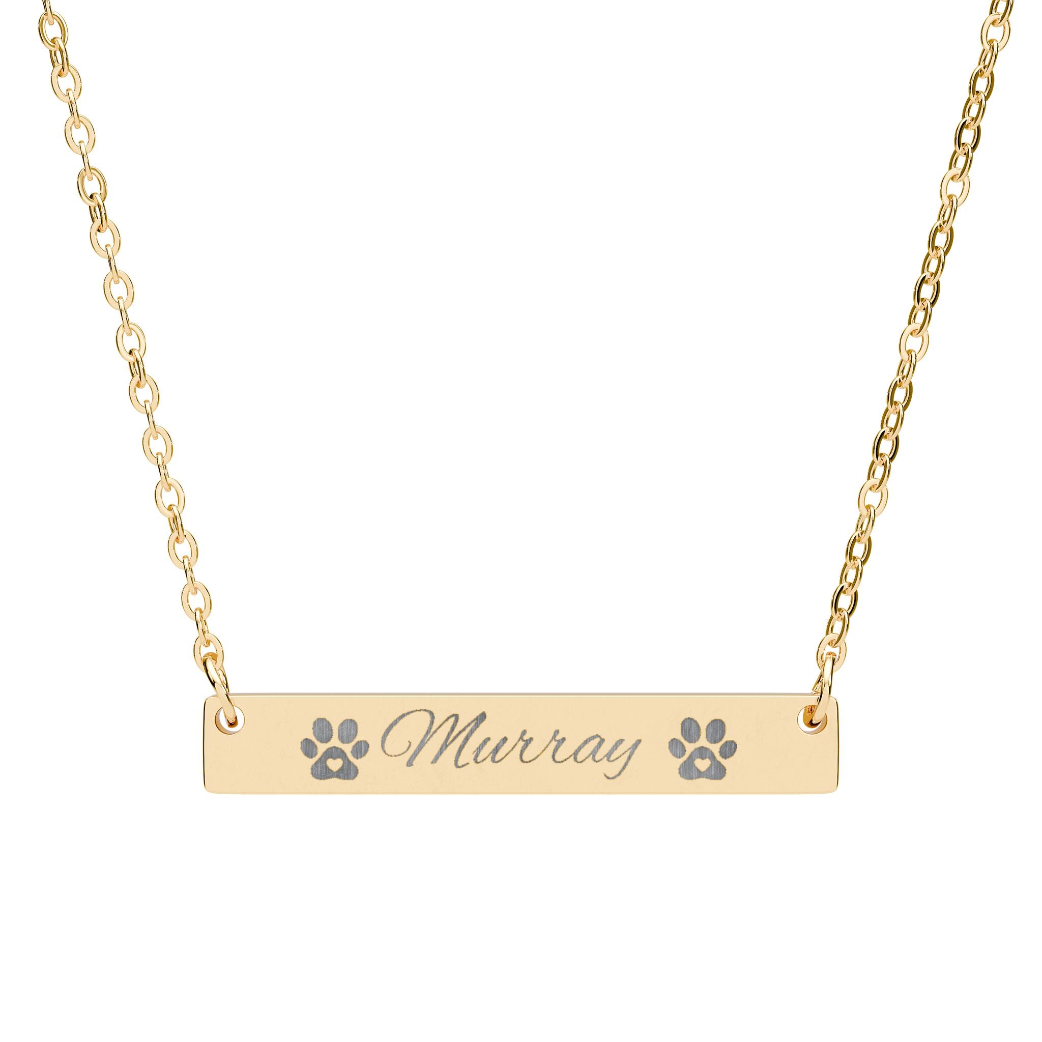 Engravable Paw Bar Necklace — Personalized Horizontal Name Necklace