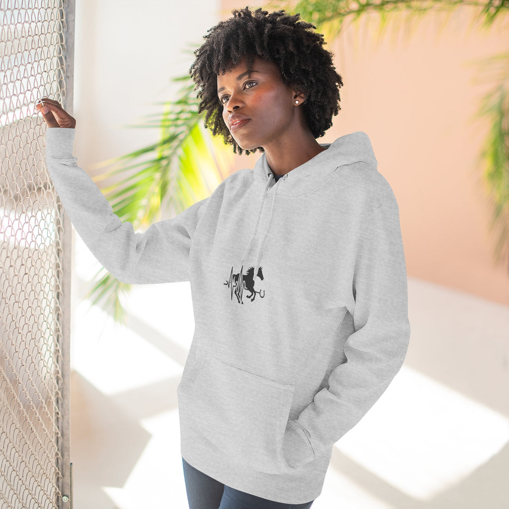 Horse Heartbeat Hoodie — Minimal Equestrian Fleece Pullover