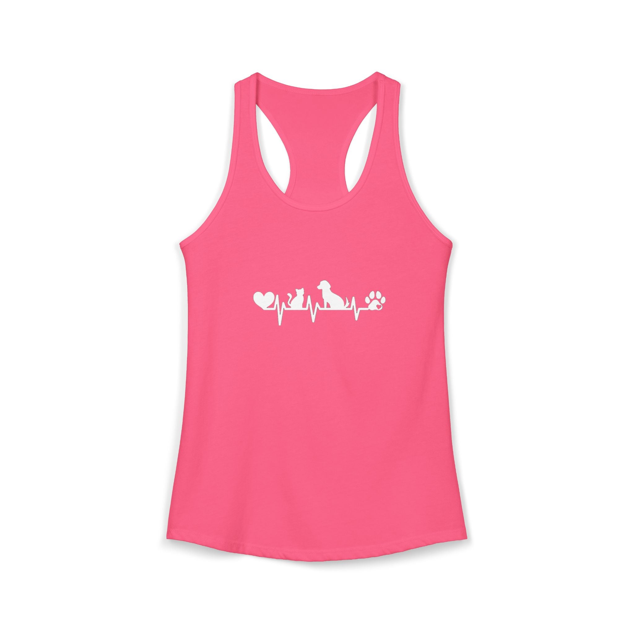 Dog-Cat Heartbeat Racerback Tank