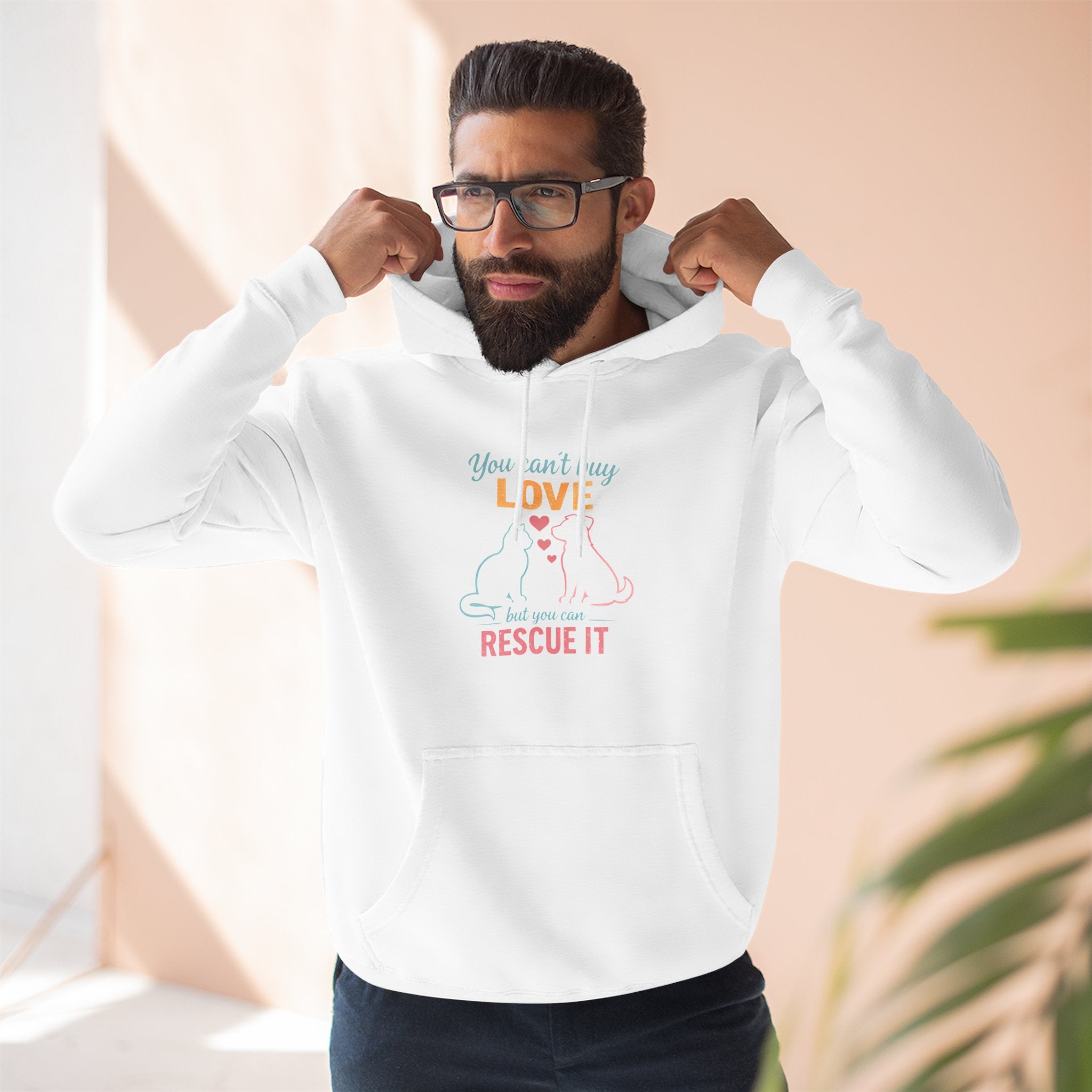 Rescue Love Fleece Hoodie — "You Can't Buy Love But You Can Rescue It"