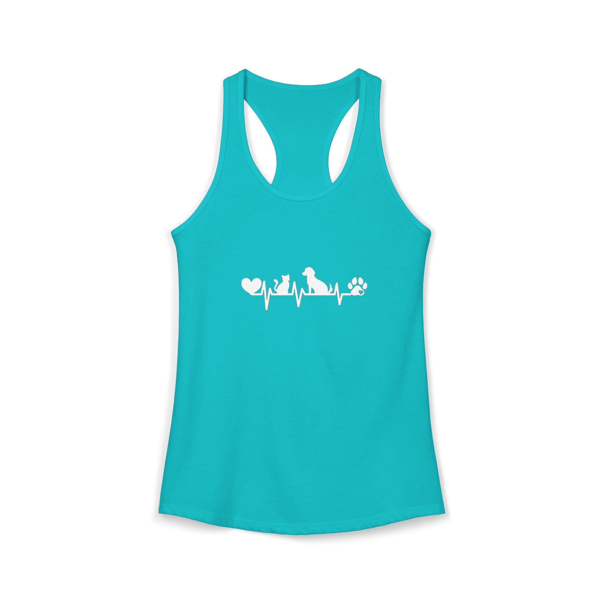 Dog-Cat Heartbeat Racerback Tank