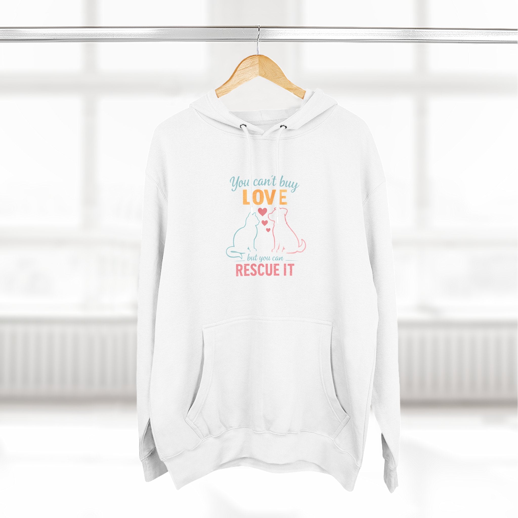 Rescue Love Fleece Hoodie — "You Can't Buy Love But You Can Rescue It"