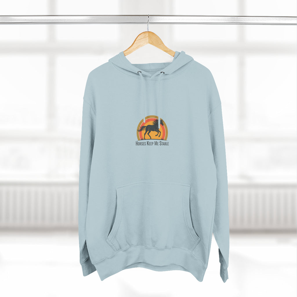 Horse Sunset Hoodie — Retro Equine Graphic Fleece Pullover