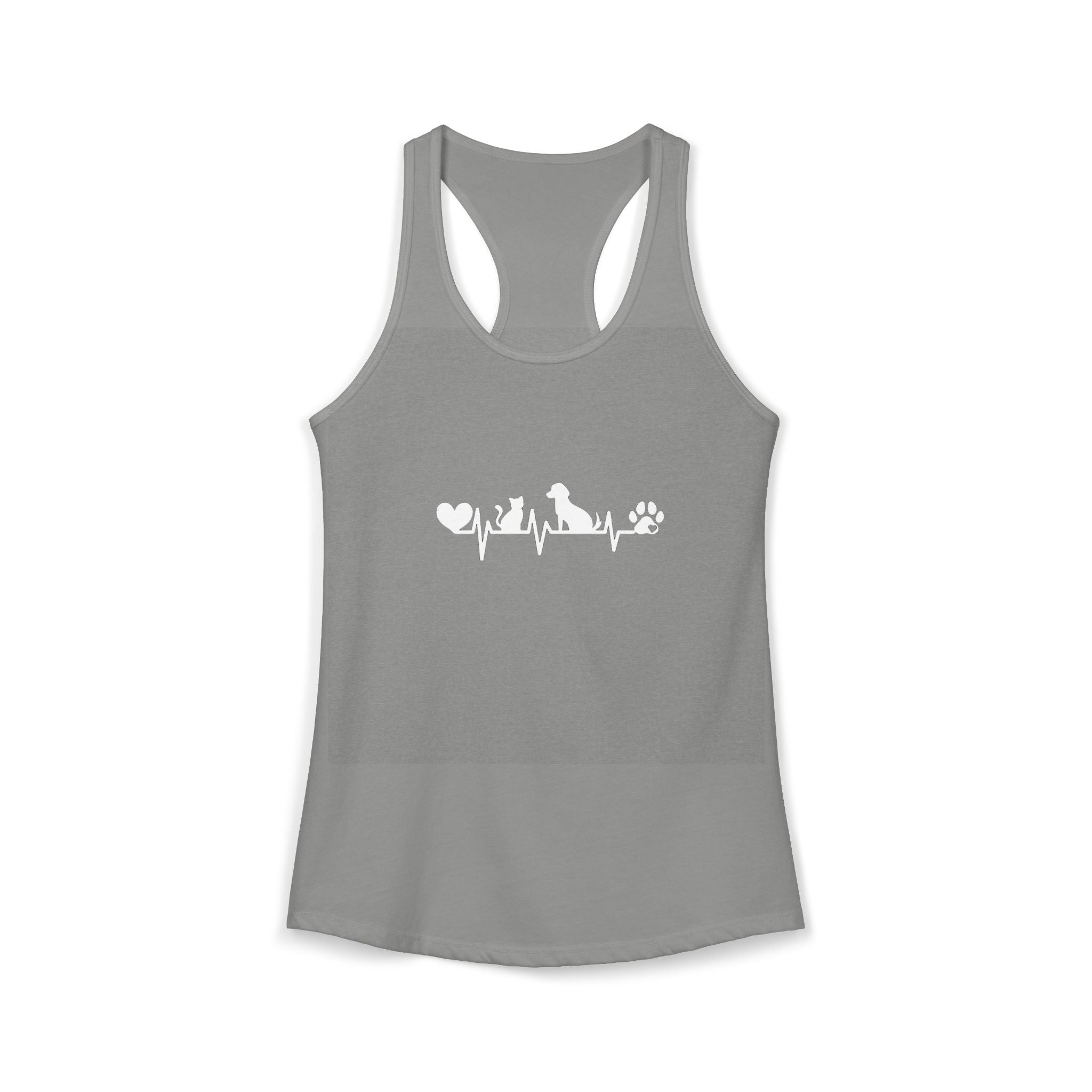Dog-Cat Heartbeat Racerback Tank