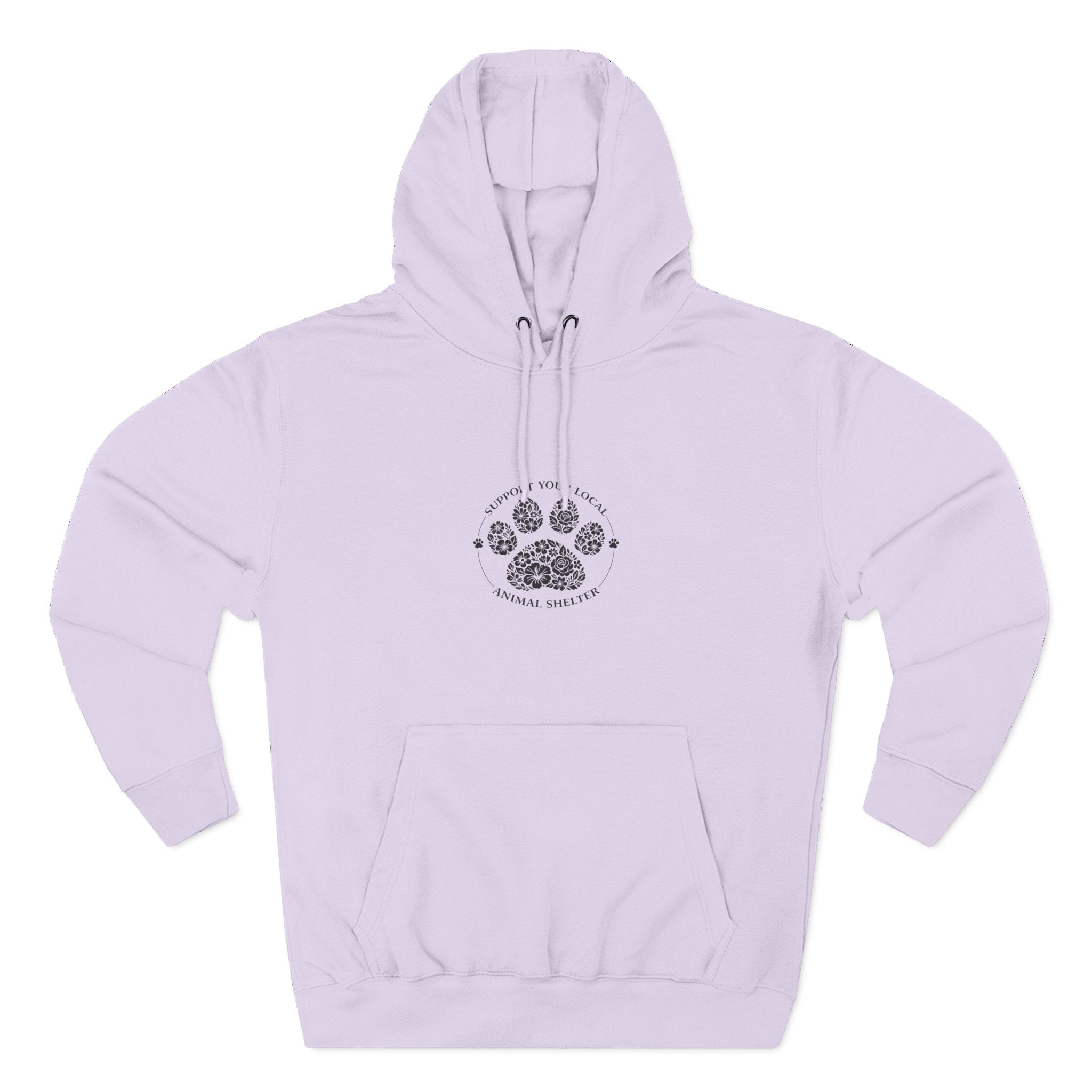 Paw Print Floral Hoodie — "Support Your Local Animal Shelter" Fleece Pullover