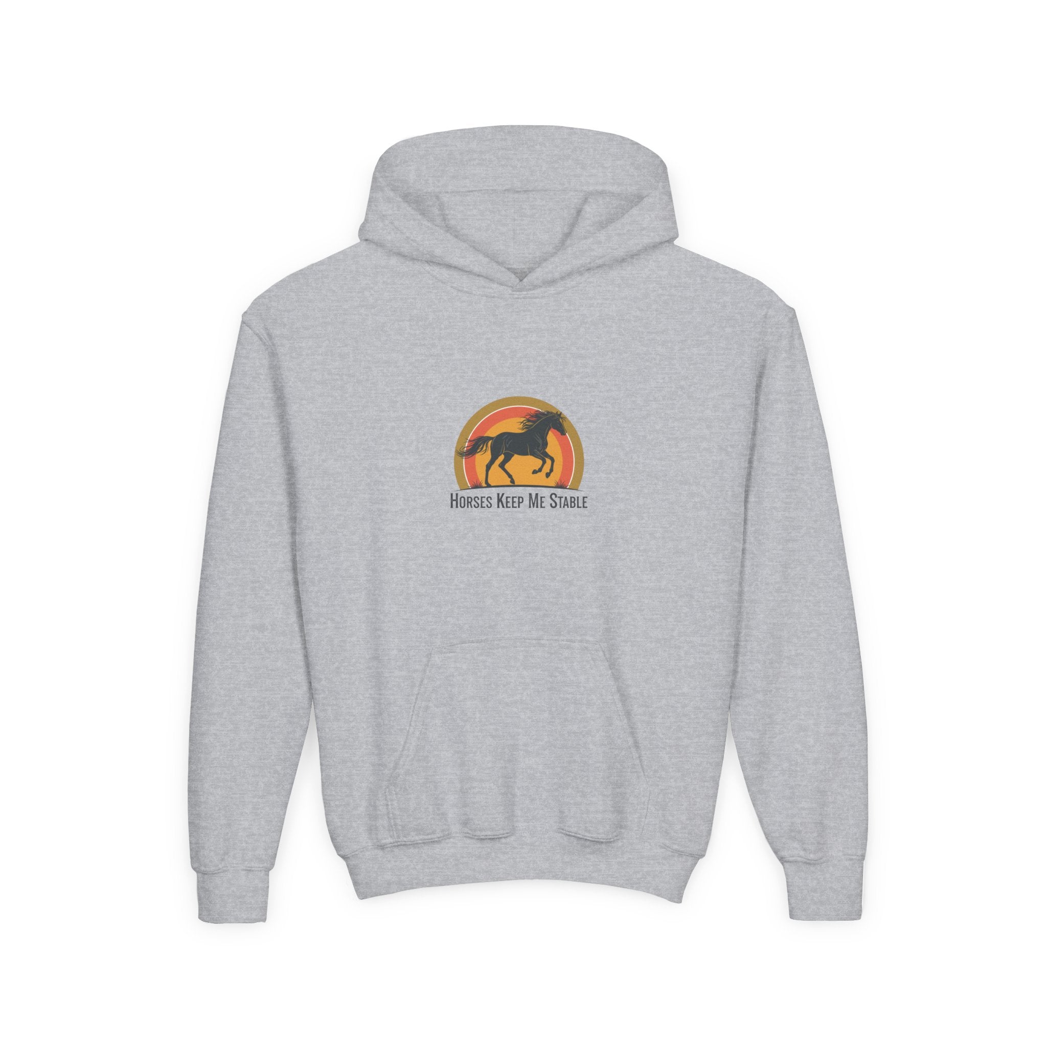 Kids Hoodie — "Horses Keep Me Stable" Youth Horse Lover Sweatshirt