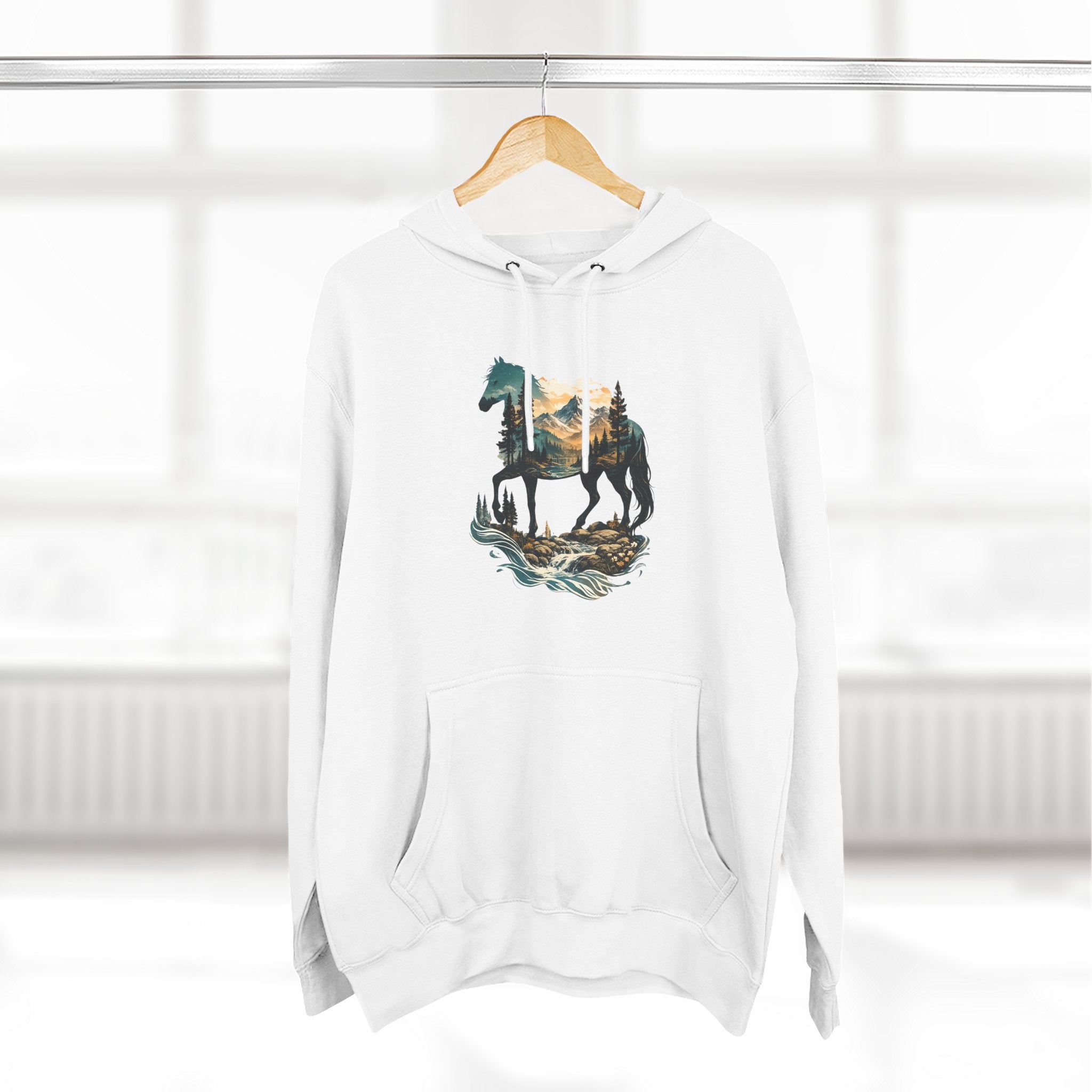 Horse Sunset Mountain Hoodie — Three-Panel Fleece