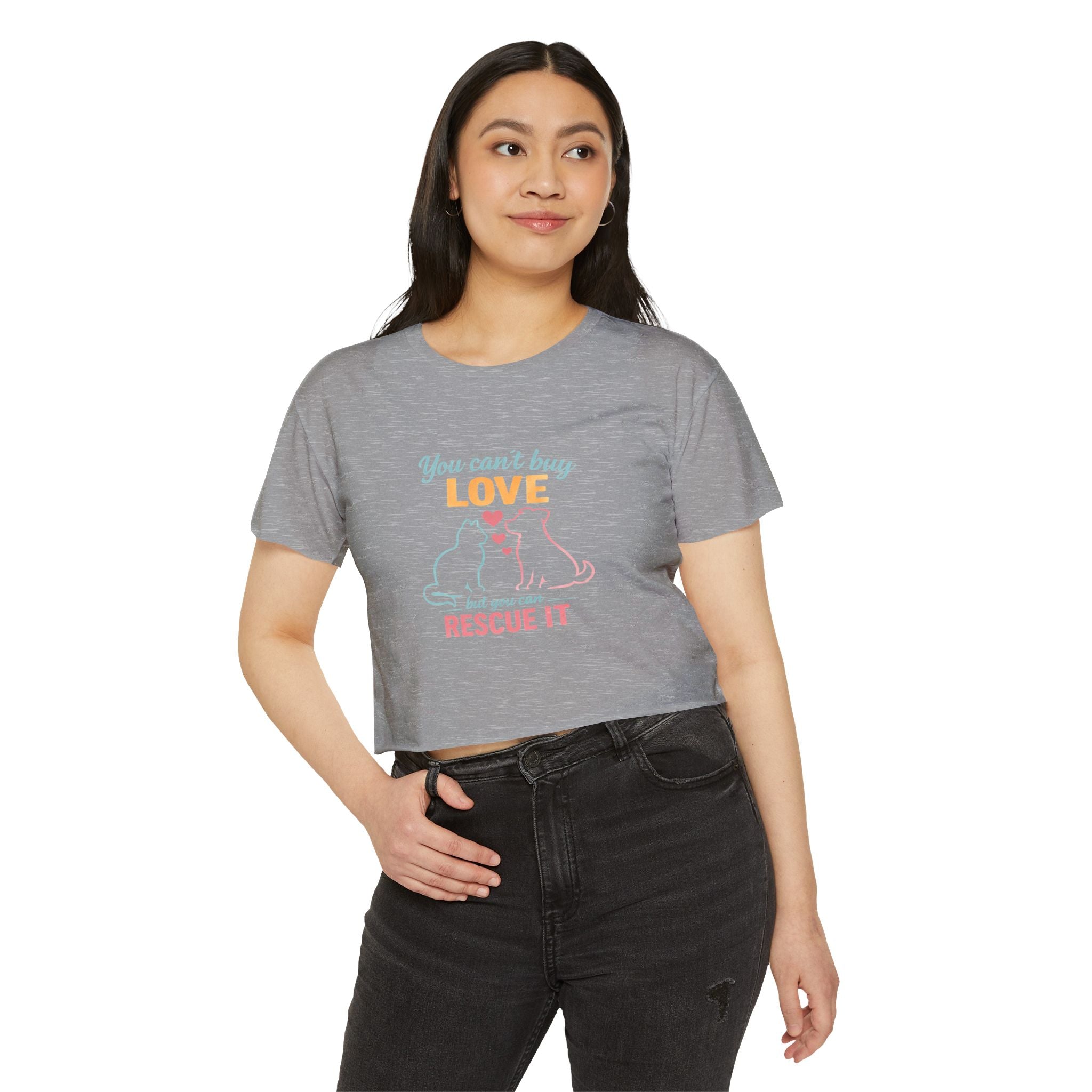 Rescue Love Crop Top — “You can't buy love but you can rescue it” Rescue Pet Festival Tee