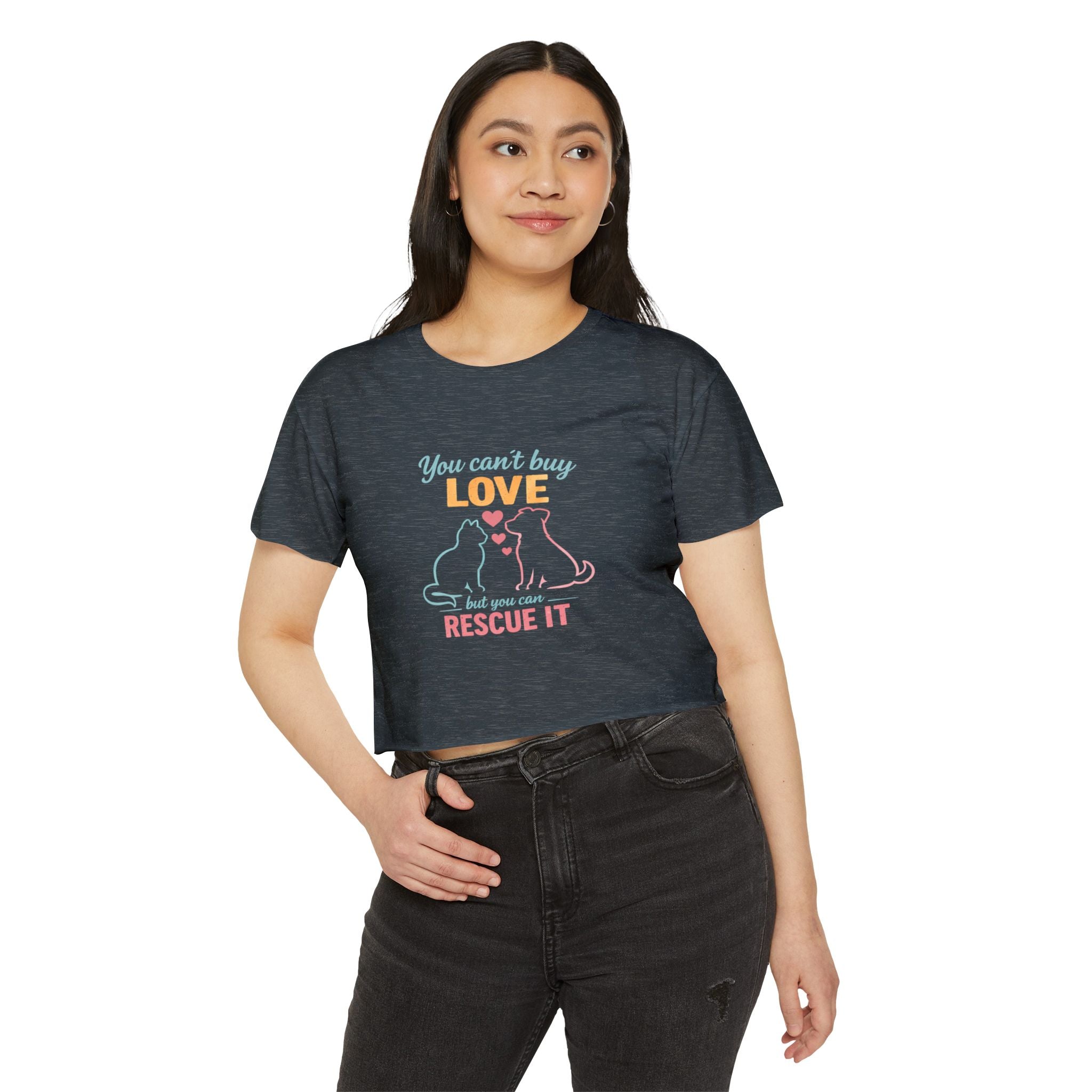 Rescue Love Crop Top — “You can't buy love but you can rescue it” Rescue Pet Festival Tee