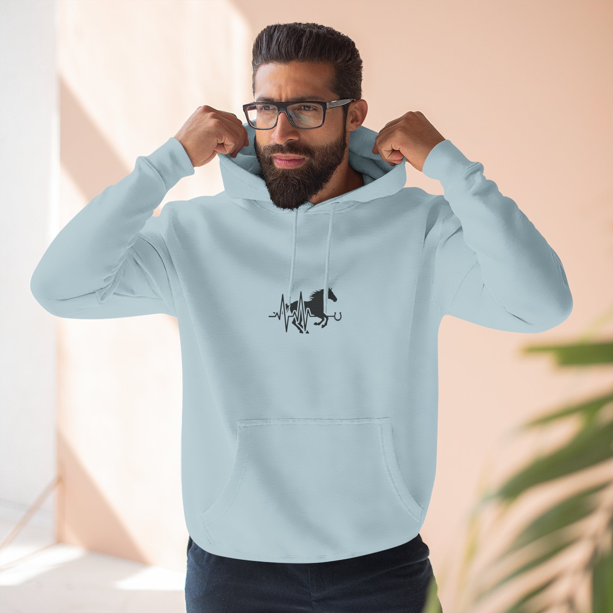 Horse Heartbeat Hoodie — Minimal Equestrian Fleece Pullover