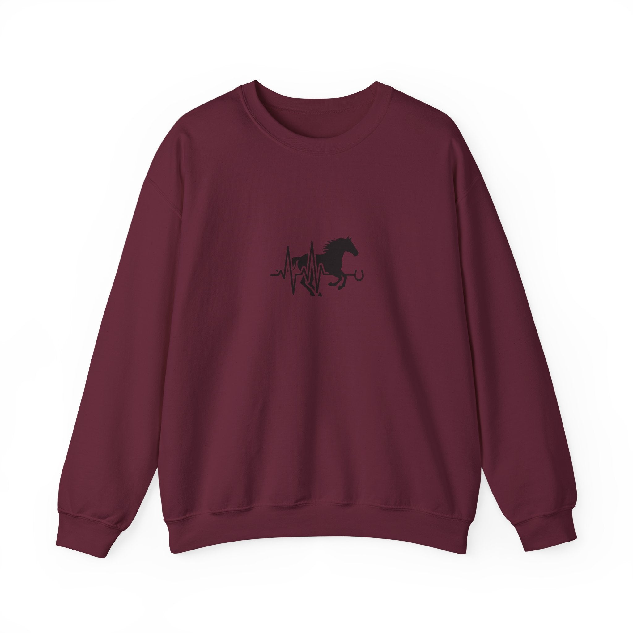 Horse Heartbeat Crewneck Sweatshirt — Equestrian Horse Love Graphic