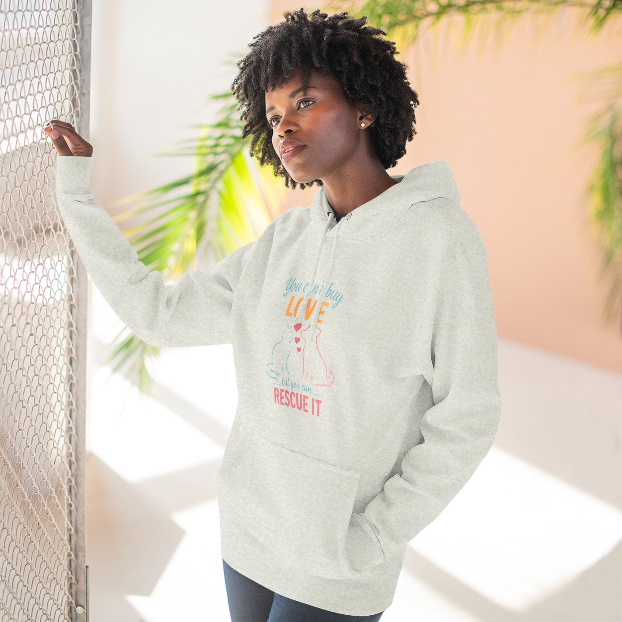 Rescue Love Fleece Hoodie — "You Can't Buy Love But You Can Rescue It"