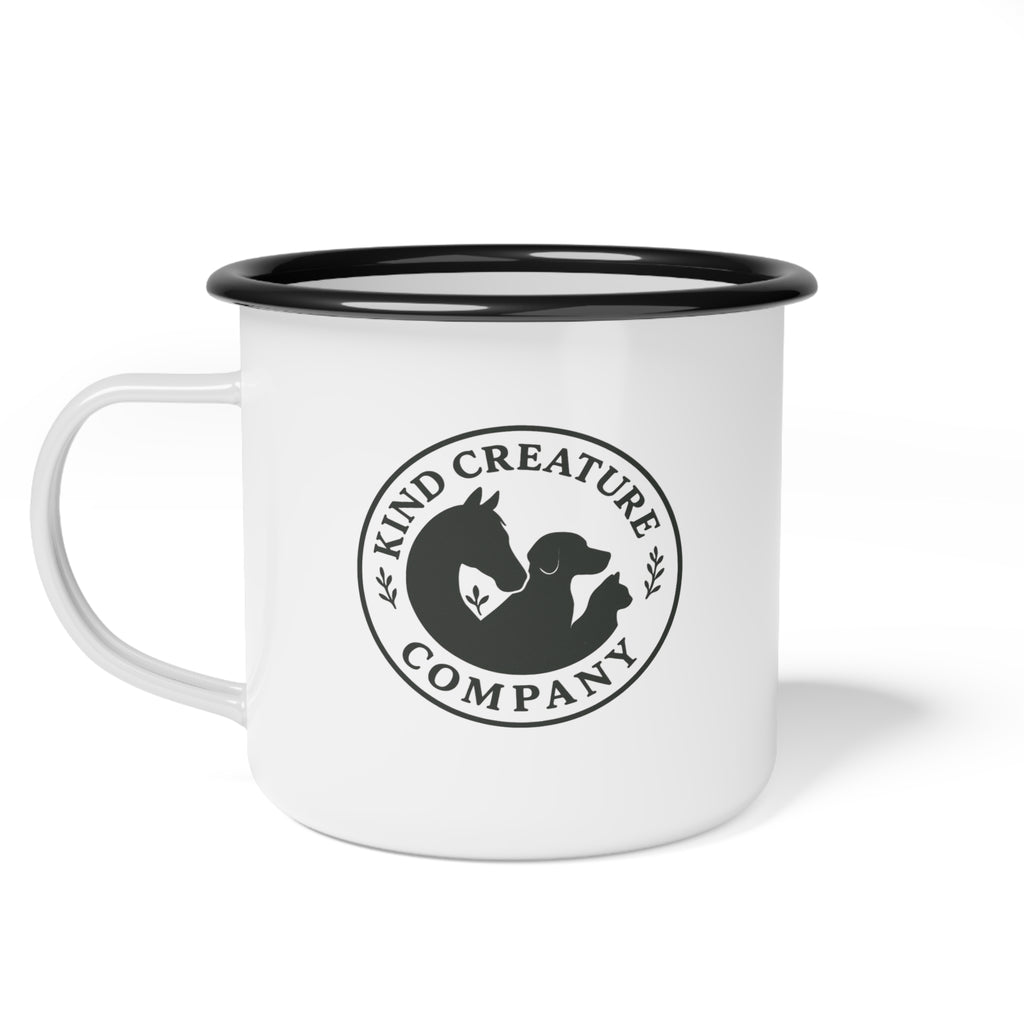 Kind Creature Company Enamel Camp Cup — Vintage Animal Logo Camping Mug