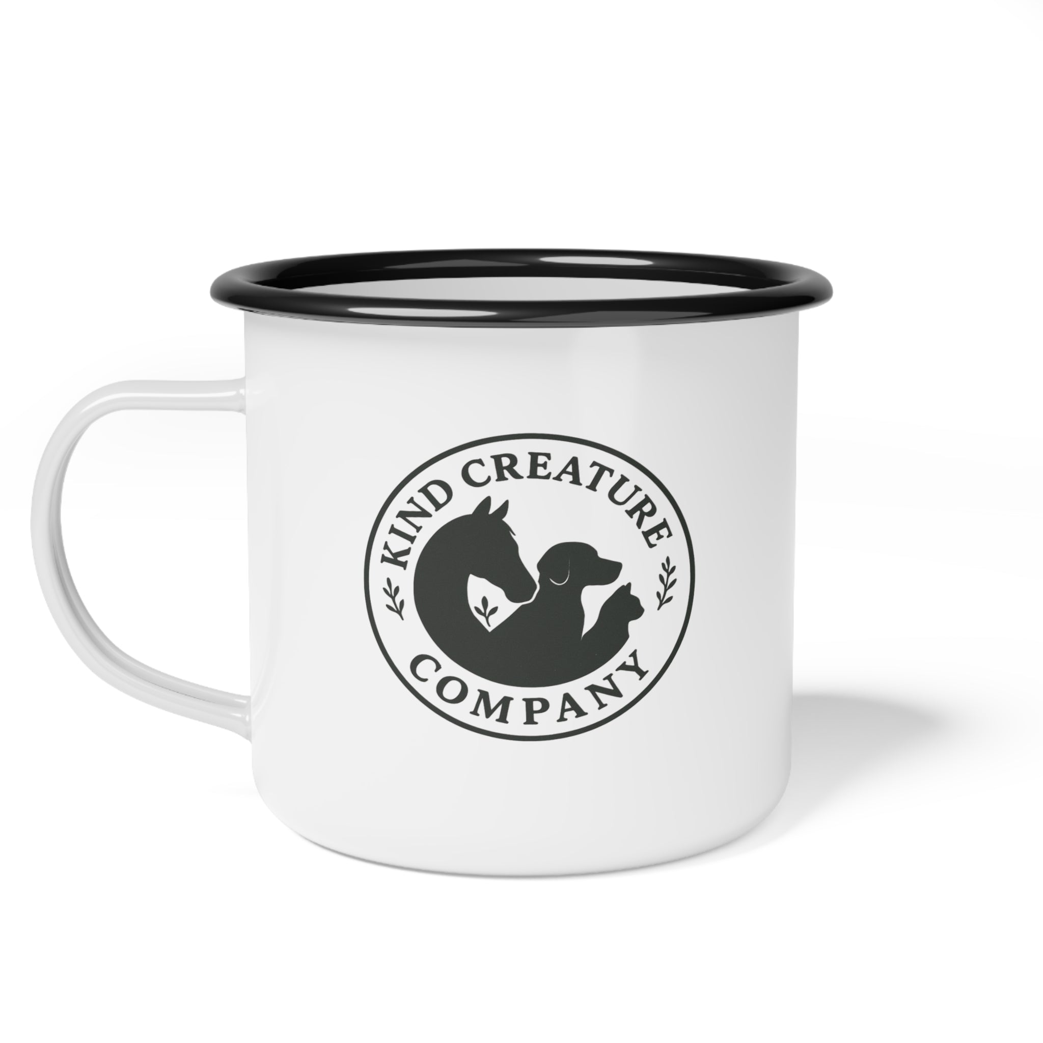 Kind Creature Company Enamel Camp Cup — Vintage Animal Logo Camping Mug