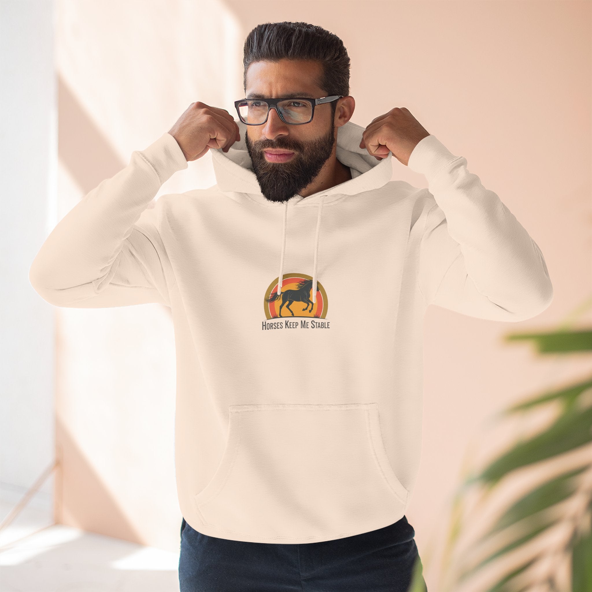 Horse Sunset Hoodie — Retro Equine Graphic Fleece Pullover