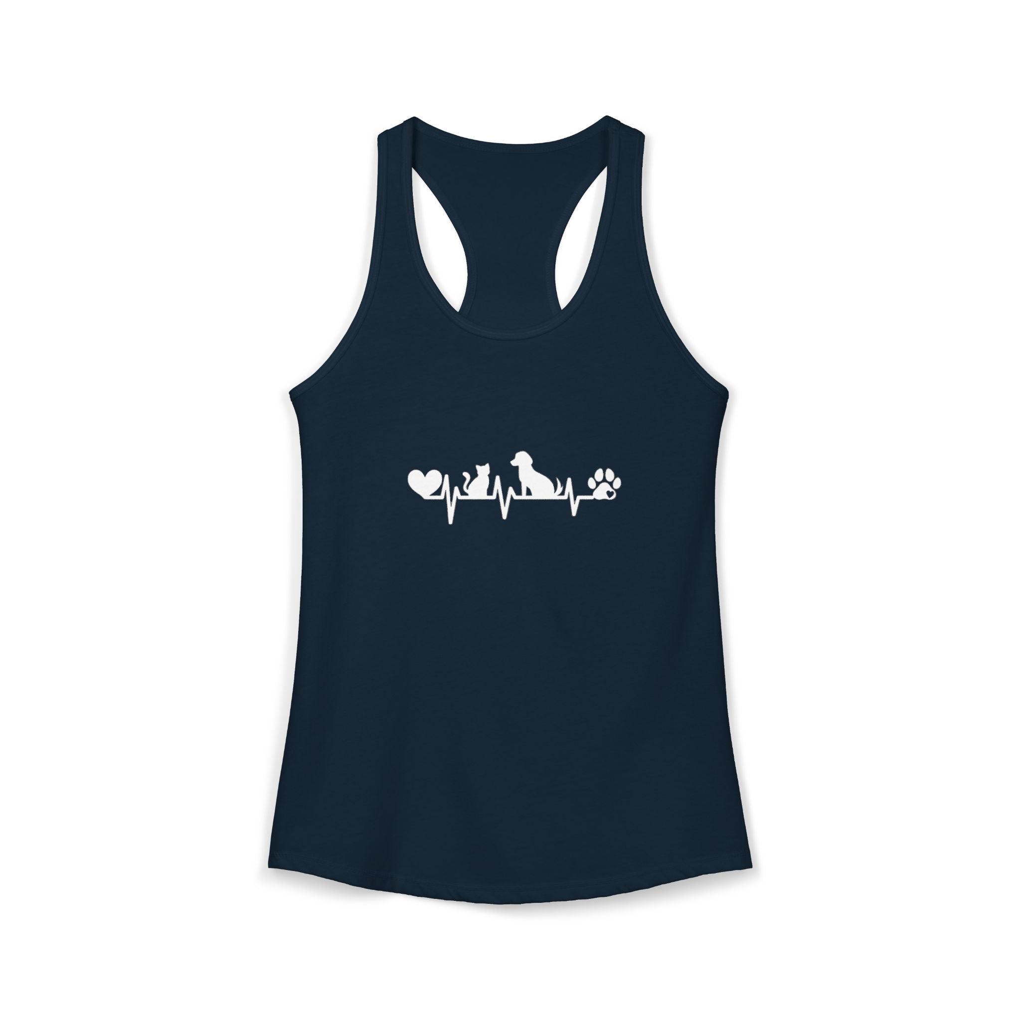 Dog-Cat Heartbeat Racerback Tank