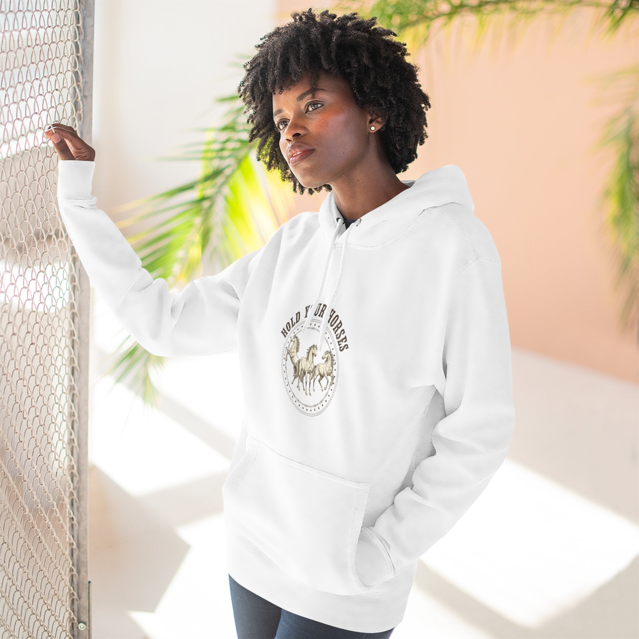 Hold Your Horses Hoodie — Funny Western Horse Fleece Hoodie