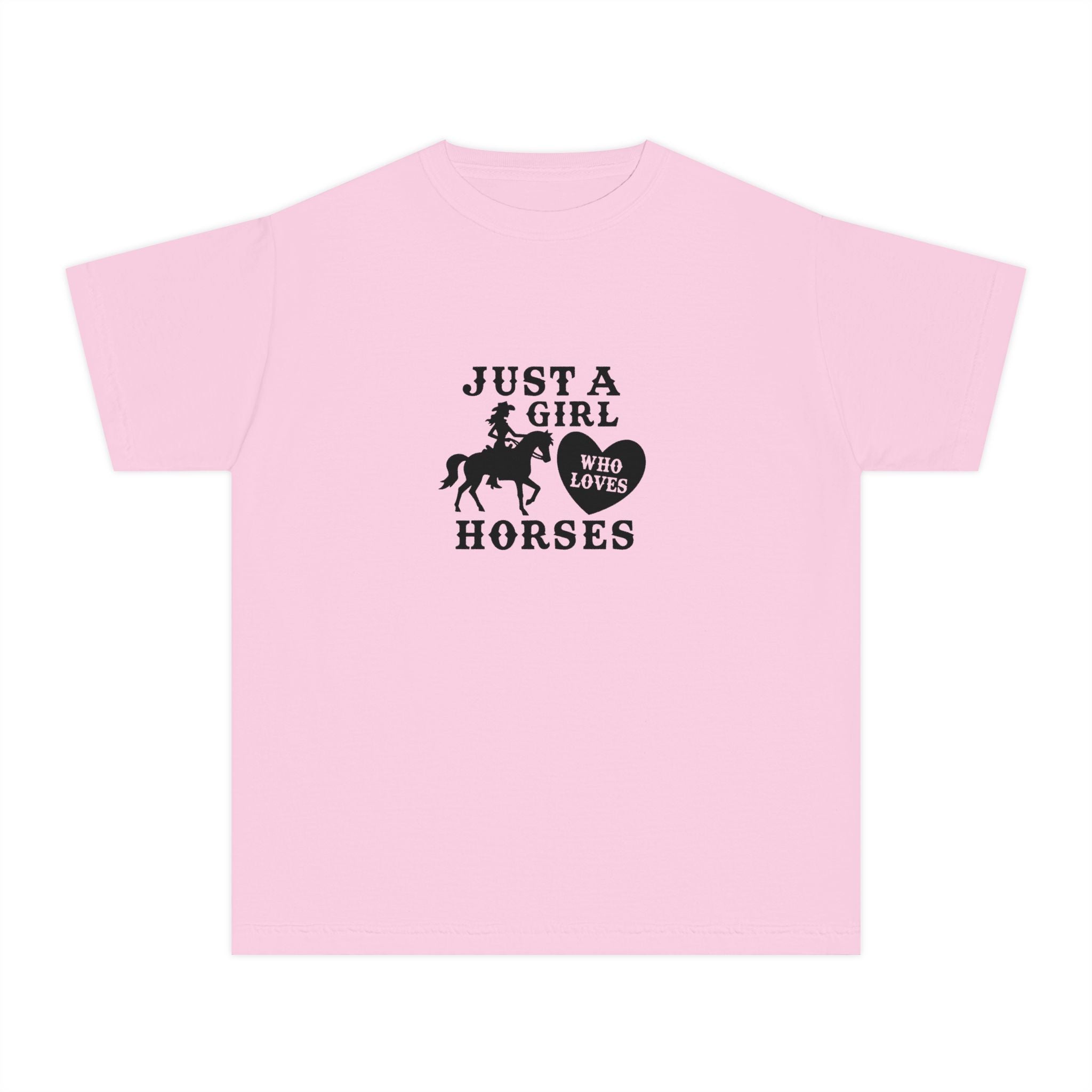Youth Tee — "Just a Girl Who Loves Horses" Horse Graphic Shirt