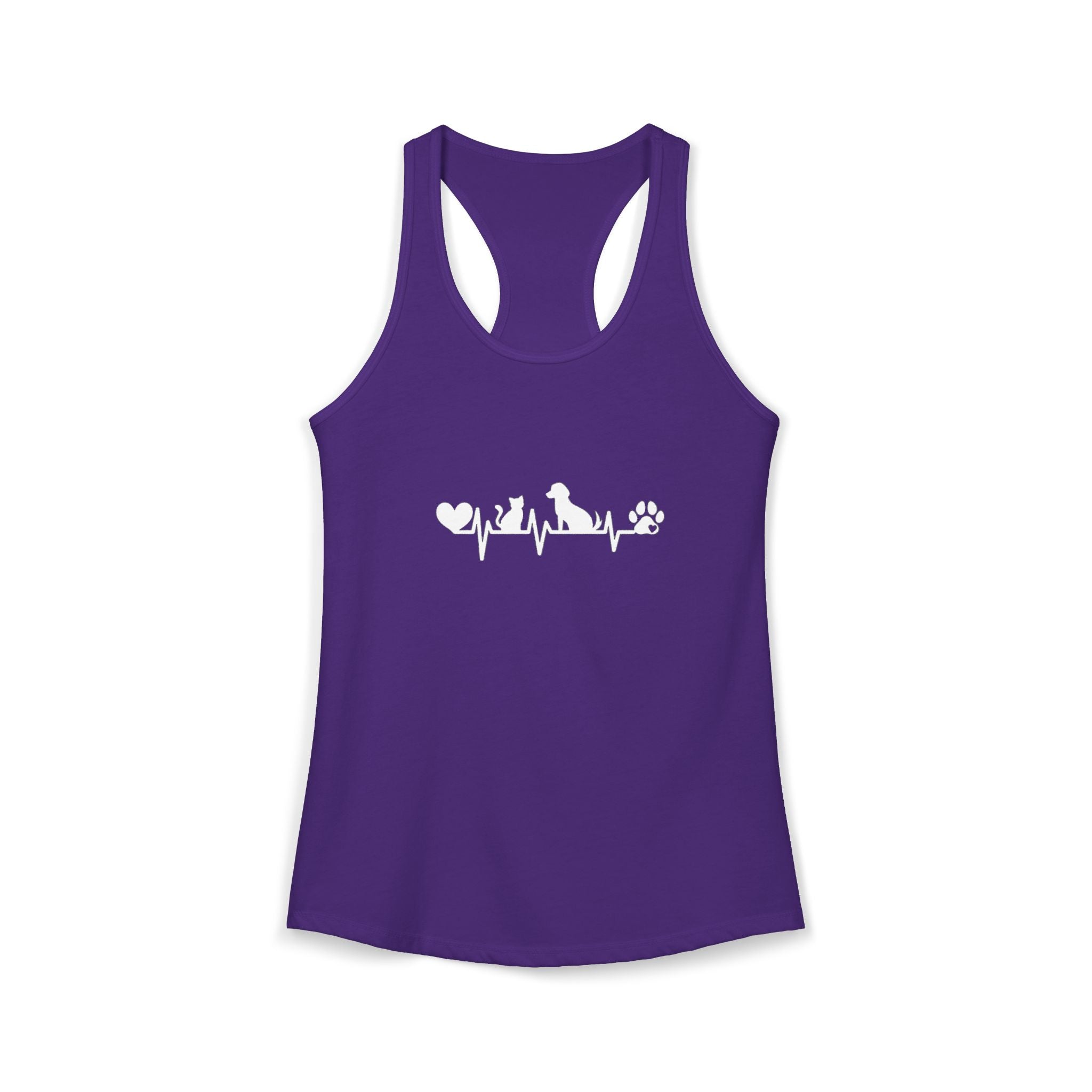 Dog-Cat Heartbeat Racerback Tank