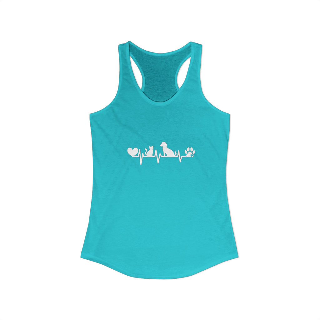 Dog-Cat Heartbeat Racerback Tank