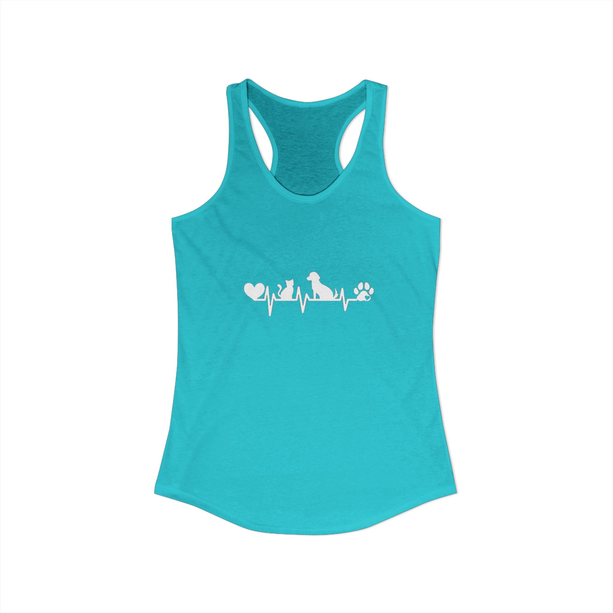 Dog-Cat Heartbeat Racerback Tank