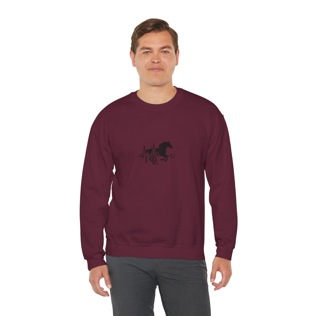 Horse Heartbeat Crewneck Sweatshirt — Equestrian Horse Love Graphic