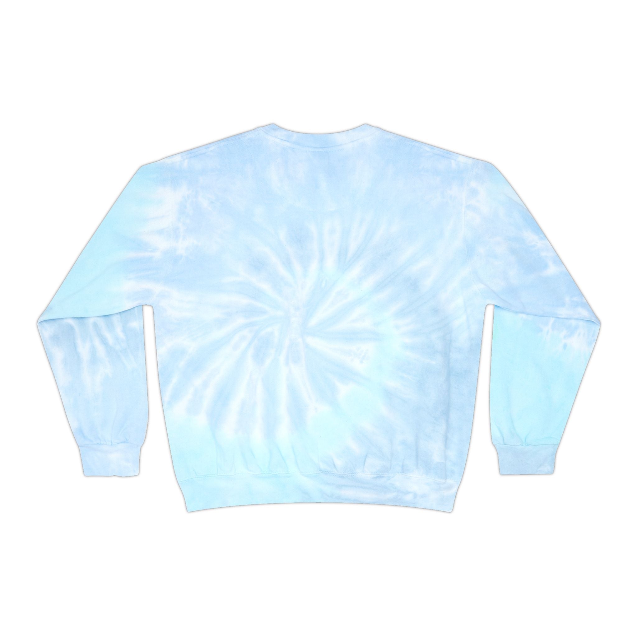Tie-Dye Sweatshirt — "Coffee Dogs Good Vibes" Light Blue Cozy Pullover