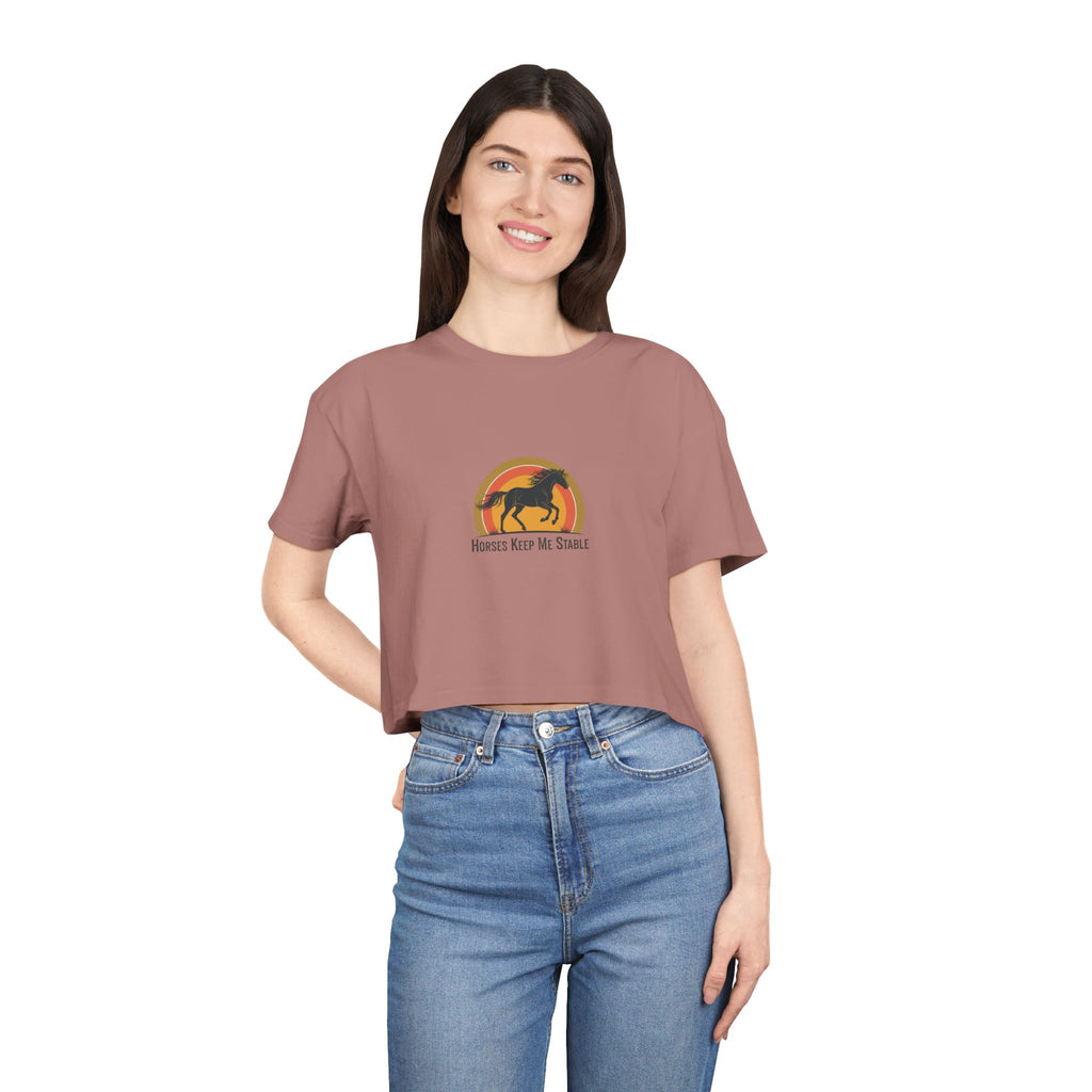 Vintage Sunset Horse- Crop Top Tee